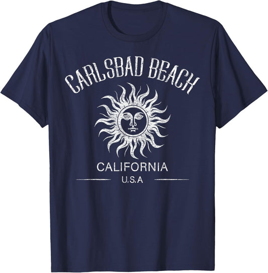 Carlsbad Beach California Vacation Sunset USA CA Vintage T-Shirt - T-Shirt | Navy