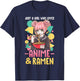 Just A Girl Who Loves Anime and Ramen Shirt Women Girls Gift T-Shirt - T-Shirt | Navy