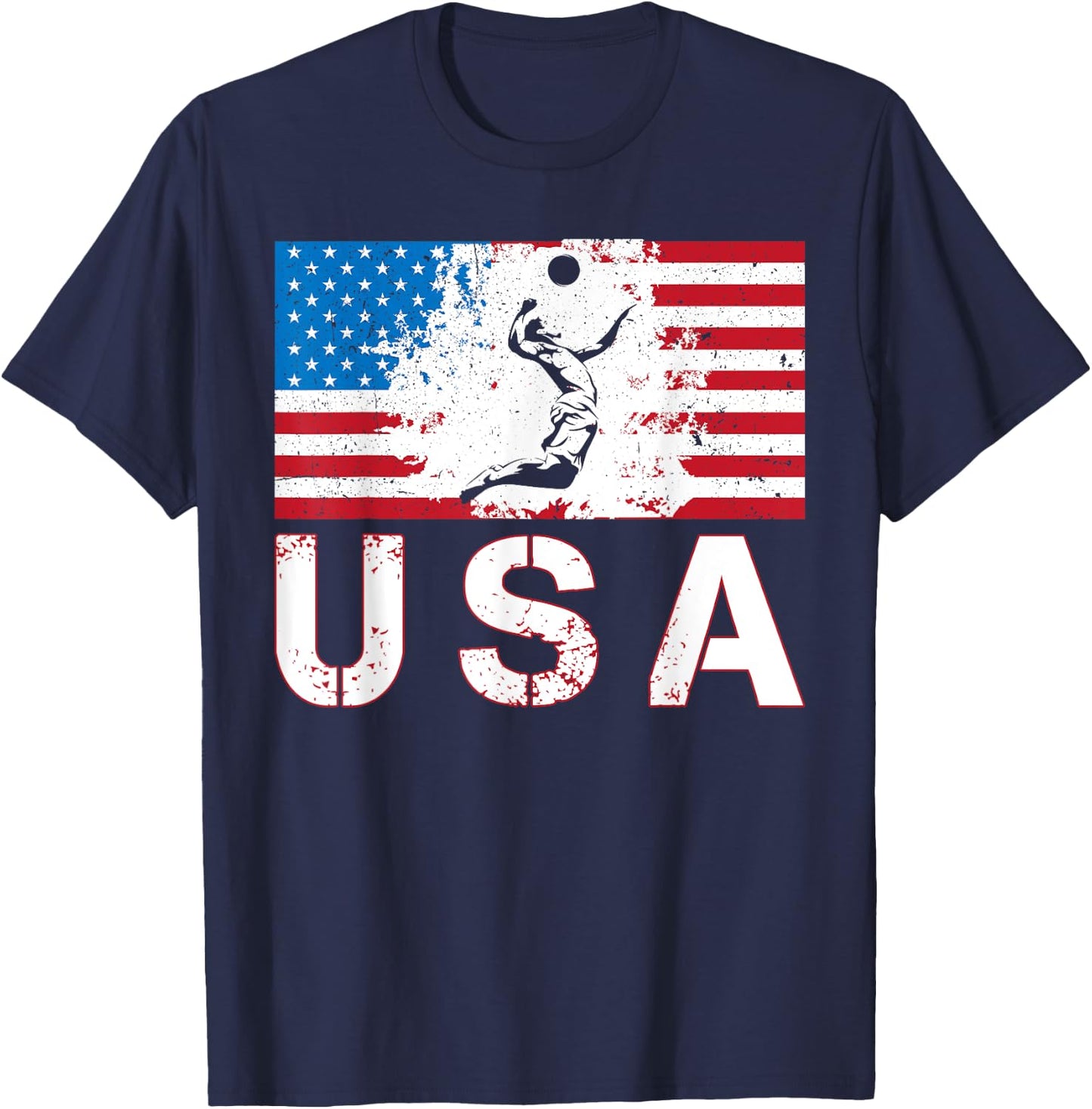 Volleyball USA team American flag US Volleyball men women T-Shirt - T-Shirt | Navy