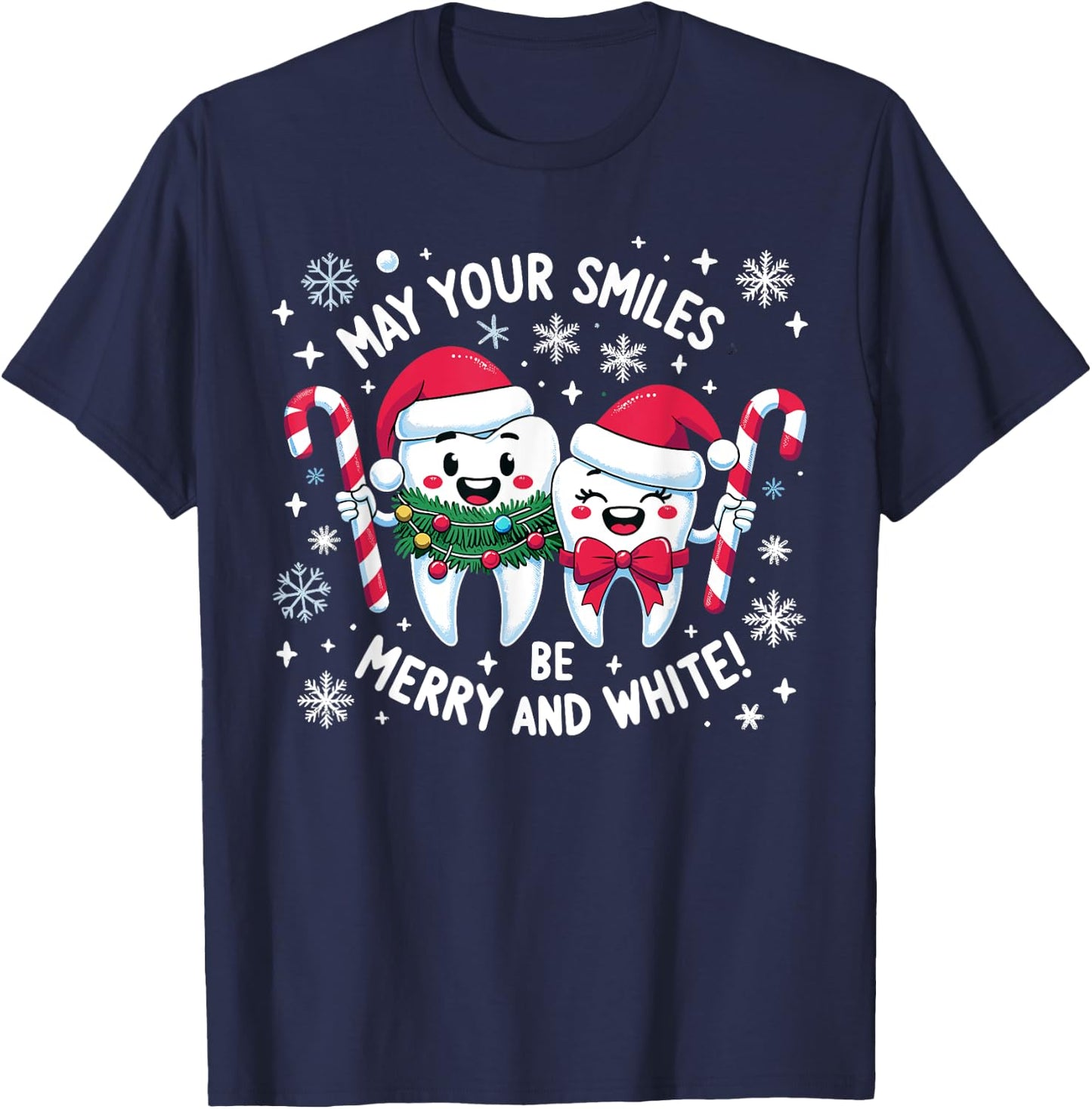 Merry and White Dental Christmas - Festive Dental Squad Xmas T-Shirt - T-Shirt | Navy