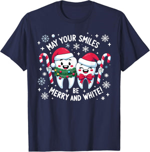 Merry and White Dental Christmas - Festive Dental Squad Xmas T-Shirt - T-Shirt | Navy