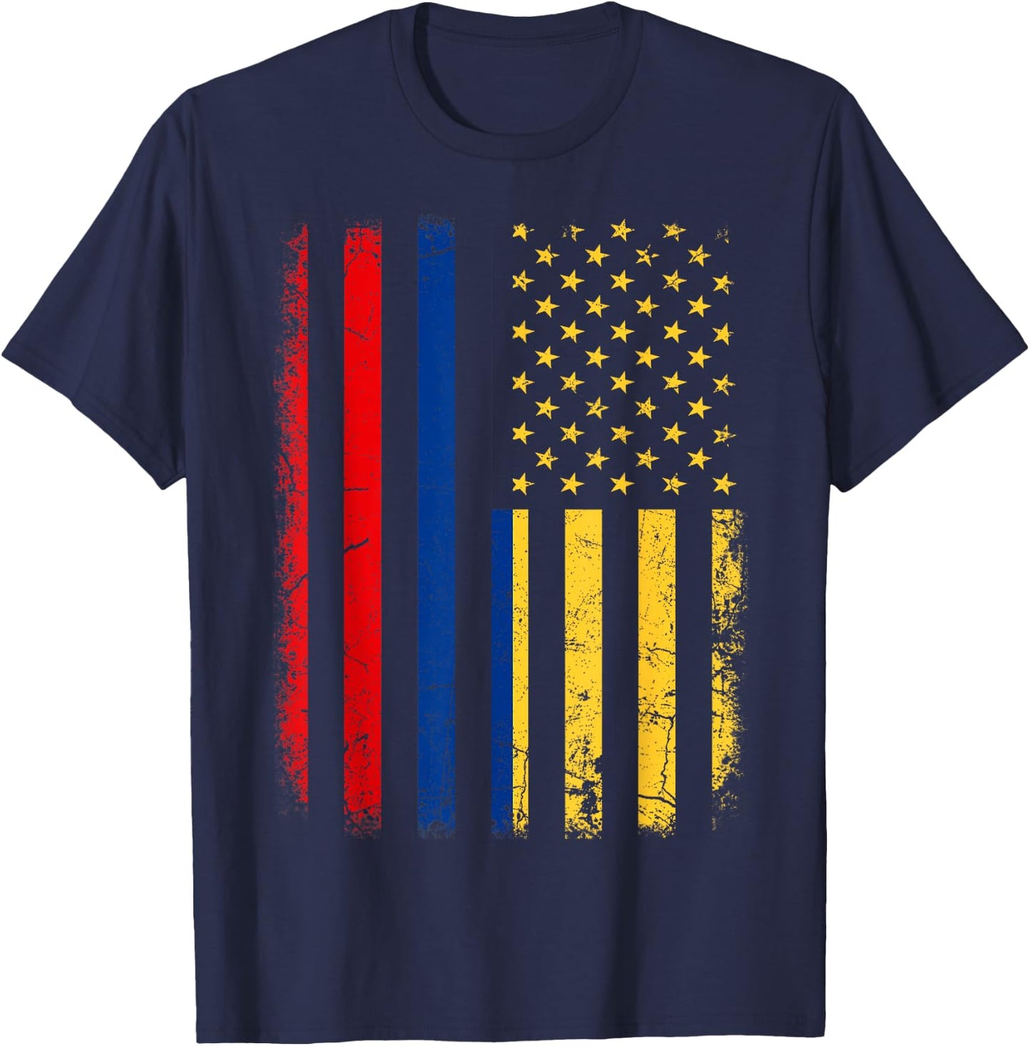 Colombian American Flag Colombian Roots Colombia America Small T-Shirt - T-Shirt | Navy