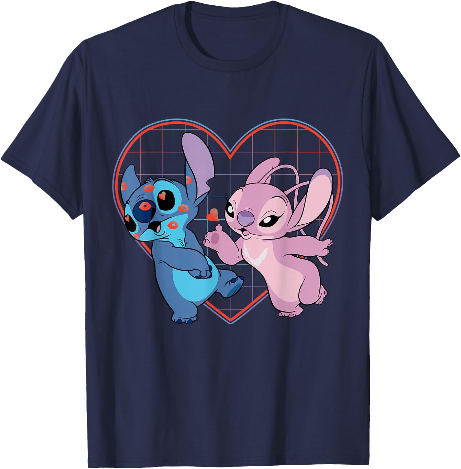 Disney Lilo and Stitch Angel Heart Kisses T-Shirt - T-Shirt | Navy