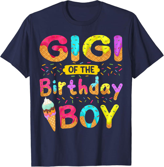 Gigi Of The Birthday Boy Ice Cream Cone Party Themed T-Shirt - T-Shirt | Navy