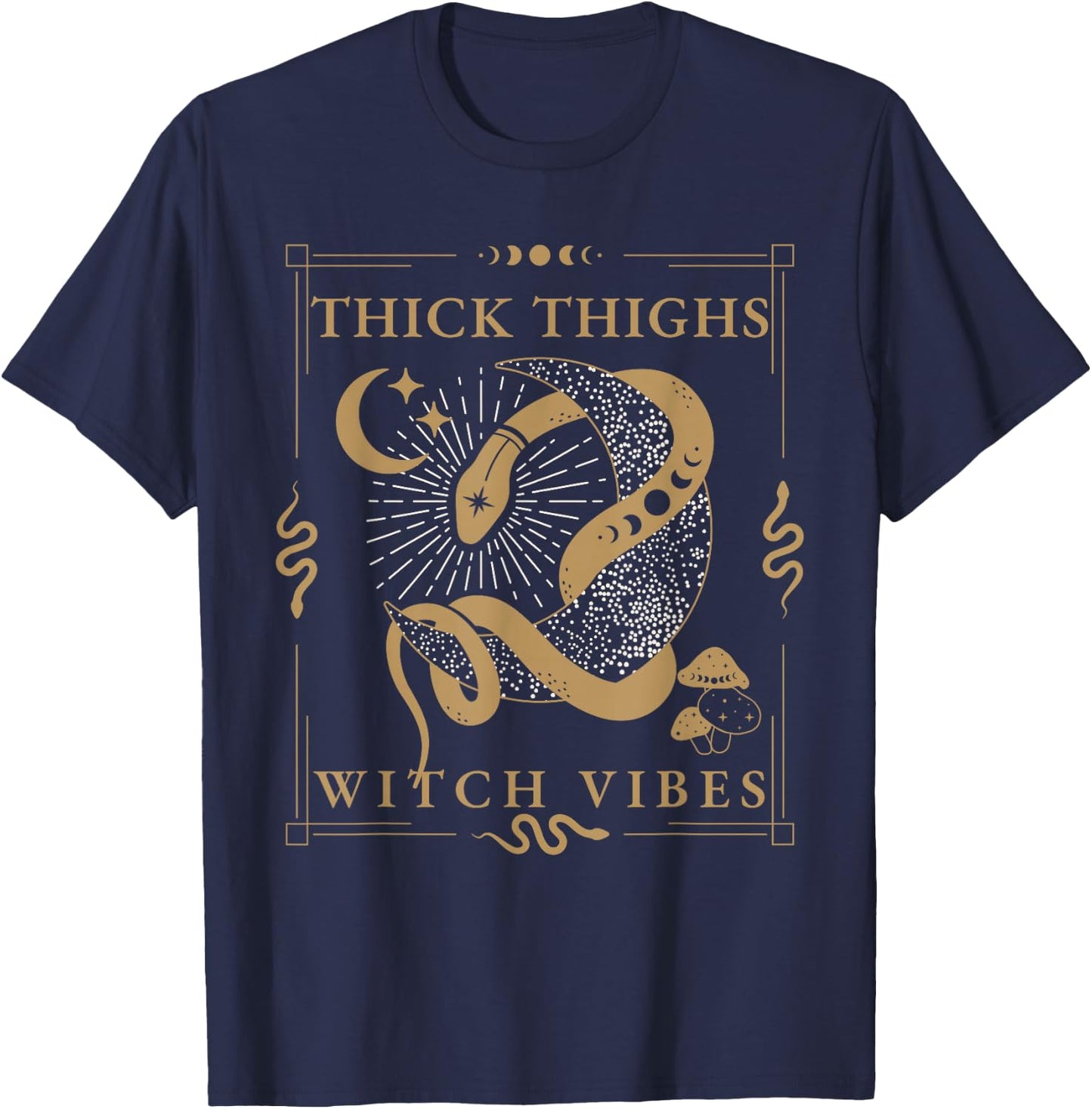 Snakes & Tarot Tattoo Aesthetic Thick Thighs Witch Vibes T-Shirt - T-Shirt | Navy