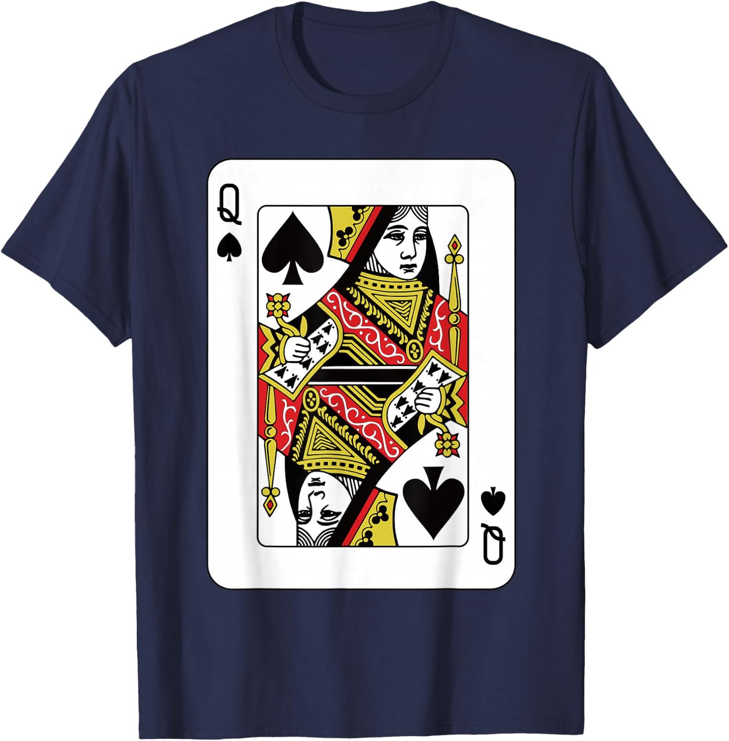 Queen Of Spades Playing Card Poker T-Shirt - T-Shirt | Navy