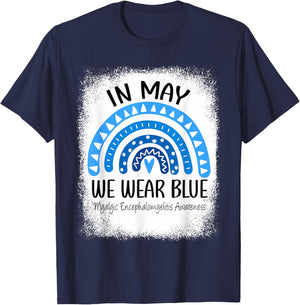 Rainbow May We Wear Blue Myalgic Encephalomyelitis Awareness T-Shirt - T-Shirt | Navy