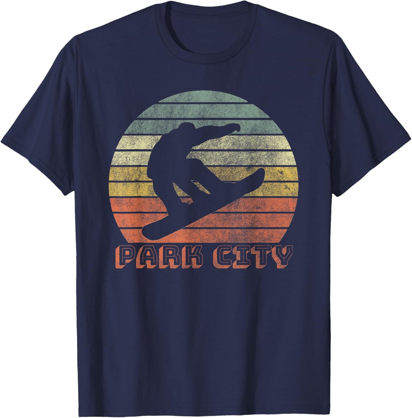 Park City Utah Snowboarding Retro Sunset Vintage T-Shirt - T-Shirt | Navy