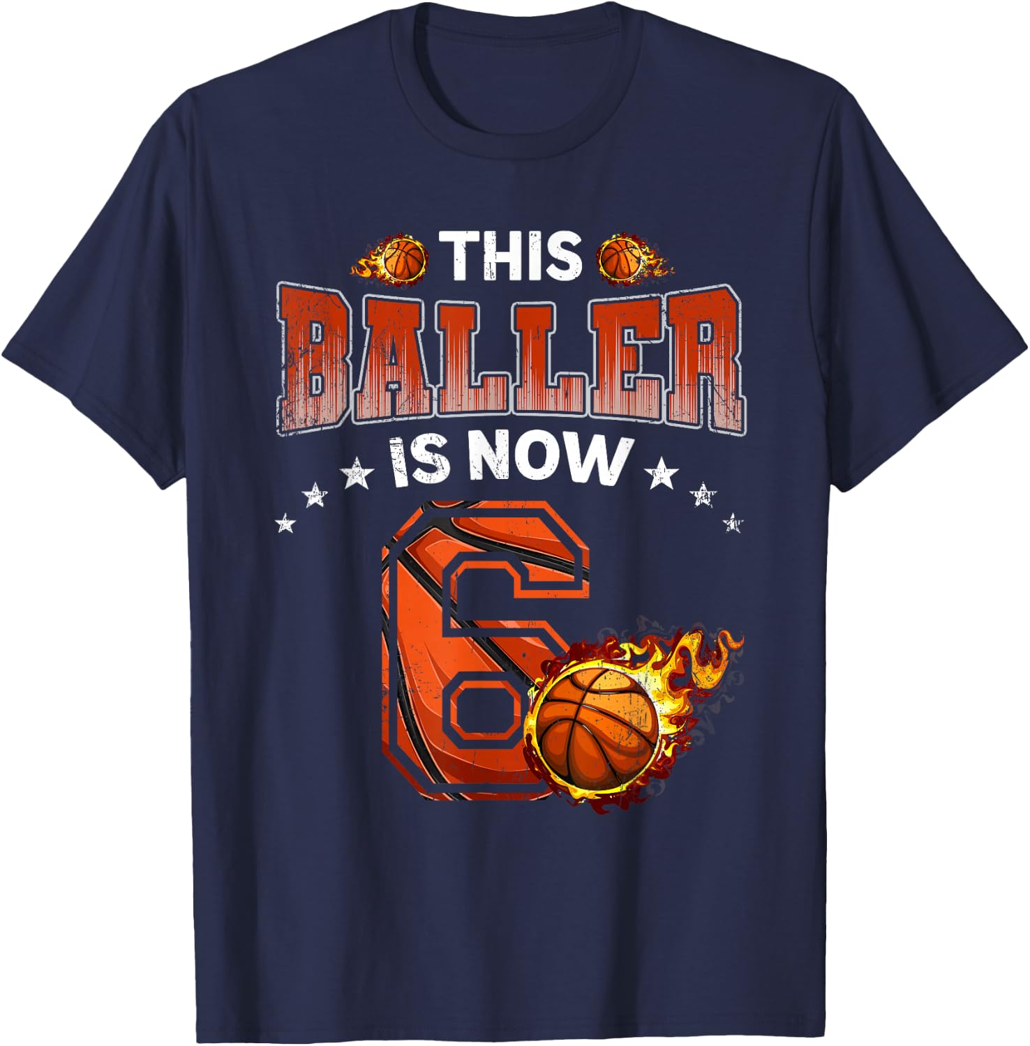 6th Birthday Boys Basketball Player Gifts 6 Years Old Kids T-Shirt - T-Shirt | Navy