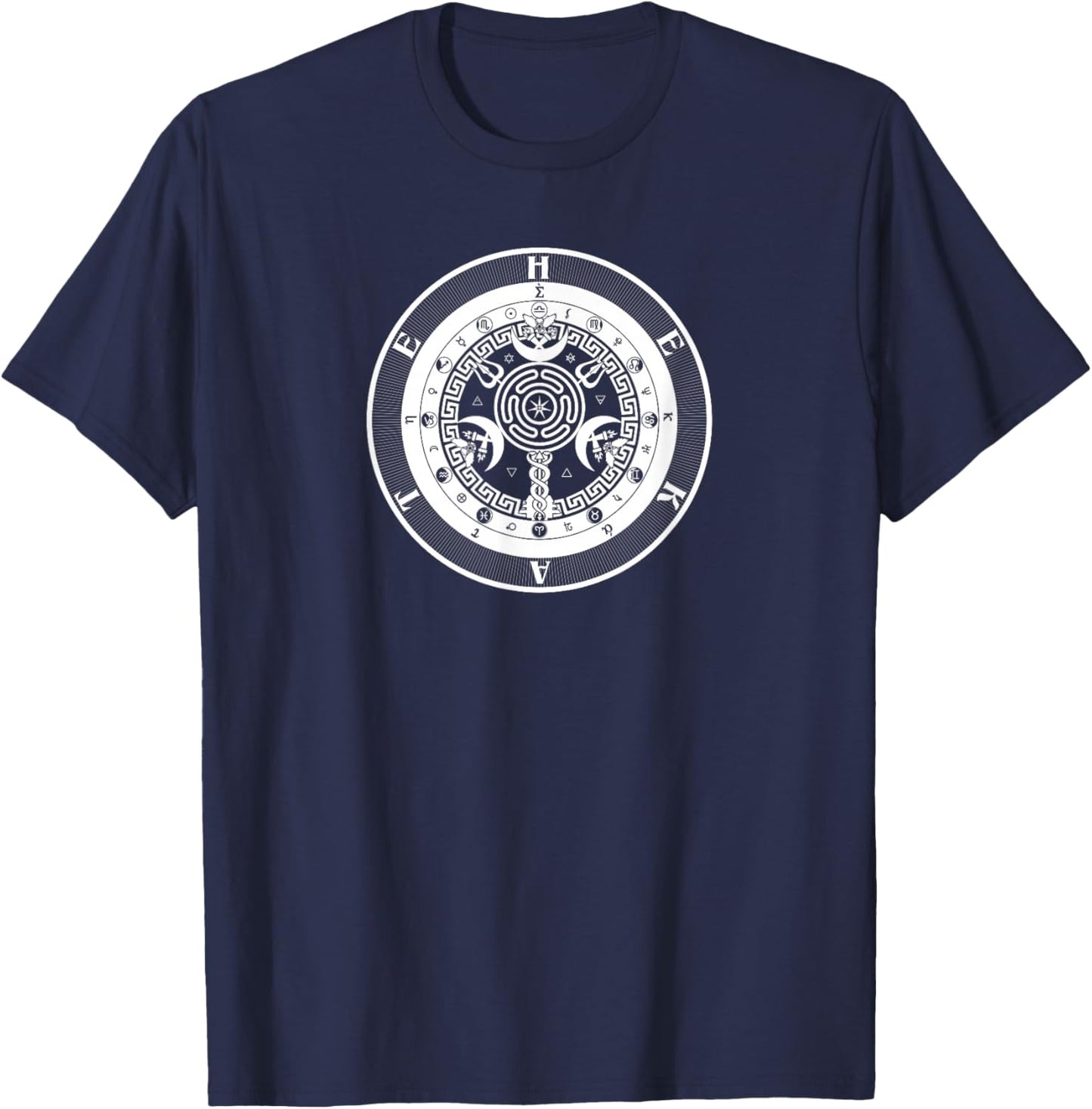 Pagan Hekate Symbol Pagan Wicca Symbol Hecate Wheel Goddess T-Shirt - T-Shirt | Navy