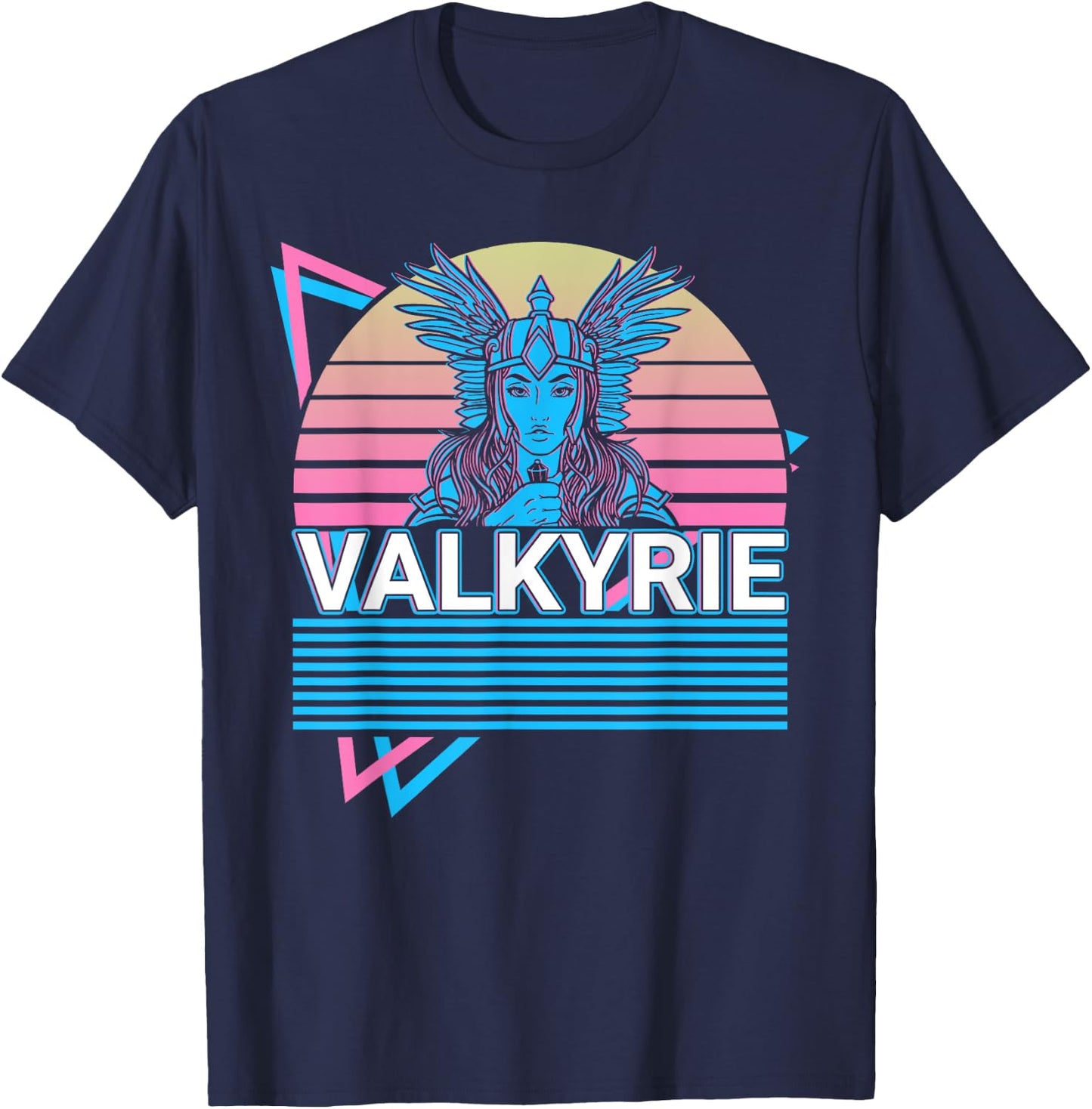Norse Mythology Viking Gifts Valkyrie Viking Retro , Black T-Shirt - T-Shirt | Navy