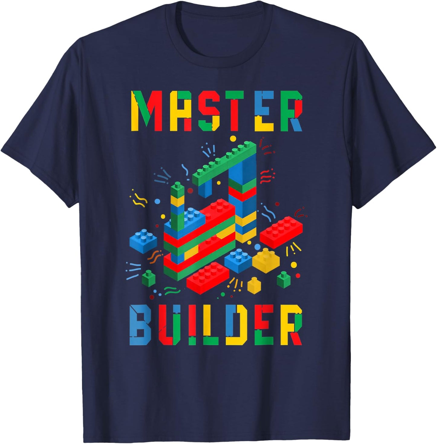 Brick Builder Funny Blocks Master Builder Building Blocks T-Shirt - T-Shirt | Navy