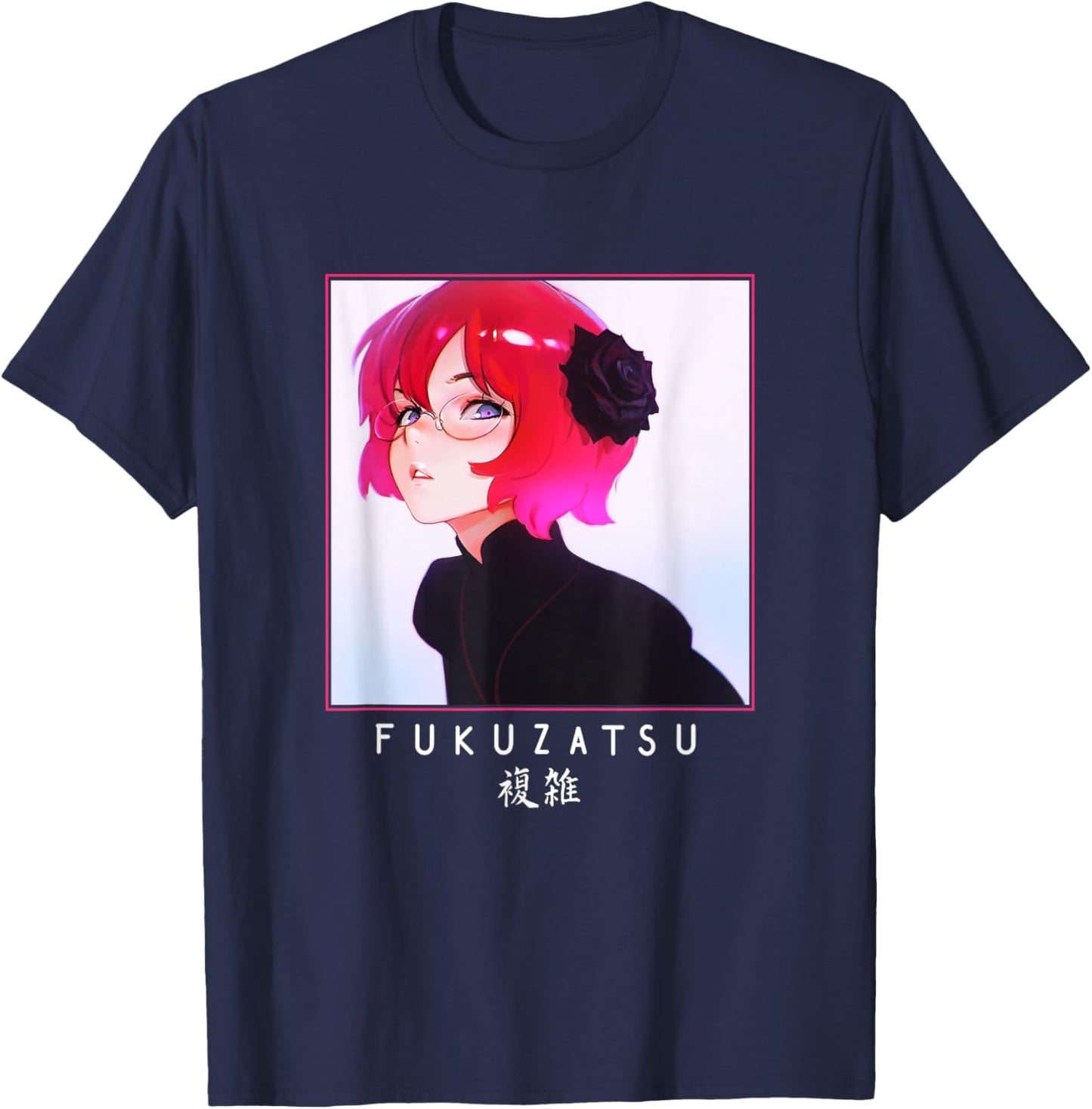 Anime Girl Japanese Aesthetic anime Otaku T-Shirt - T-Shirt | Navy