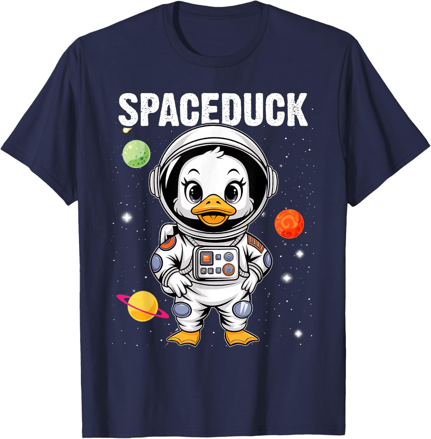 Space Rubber Duck Funny Astronaut Rubber Duckling Galaxy T-Shirt - T-Shirt | Navy