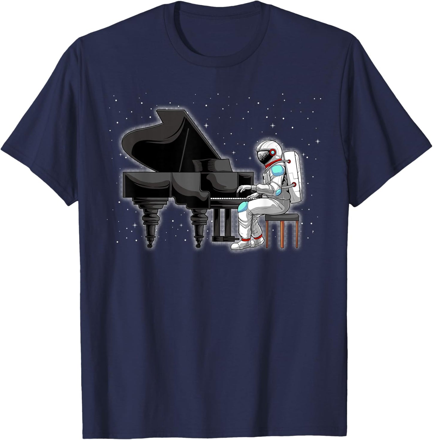 Cool Piano Art Women Keyboard Piano Player Astronaut T-Shirt - T-Shirt | Navy