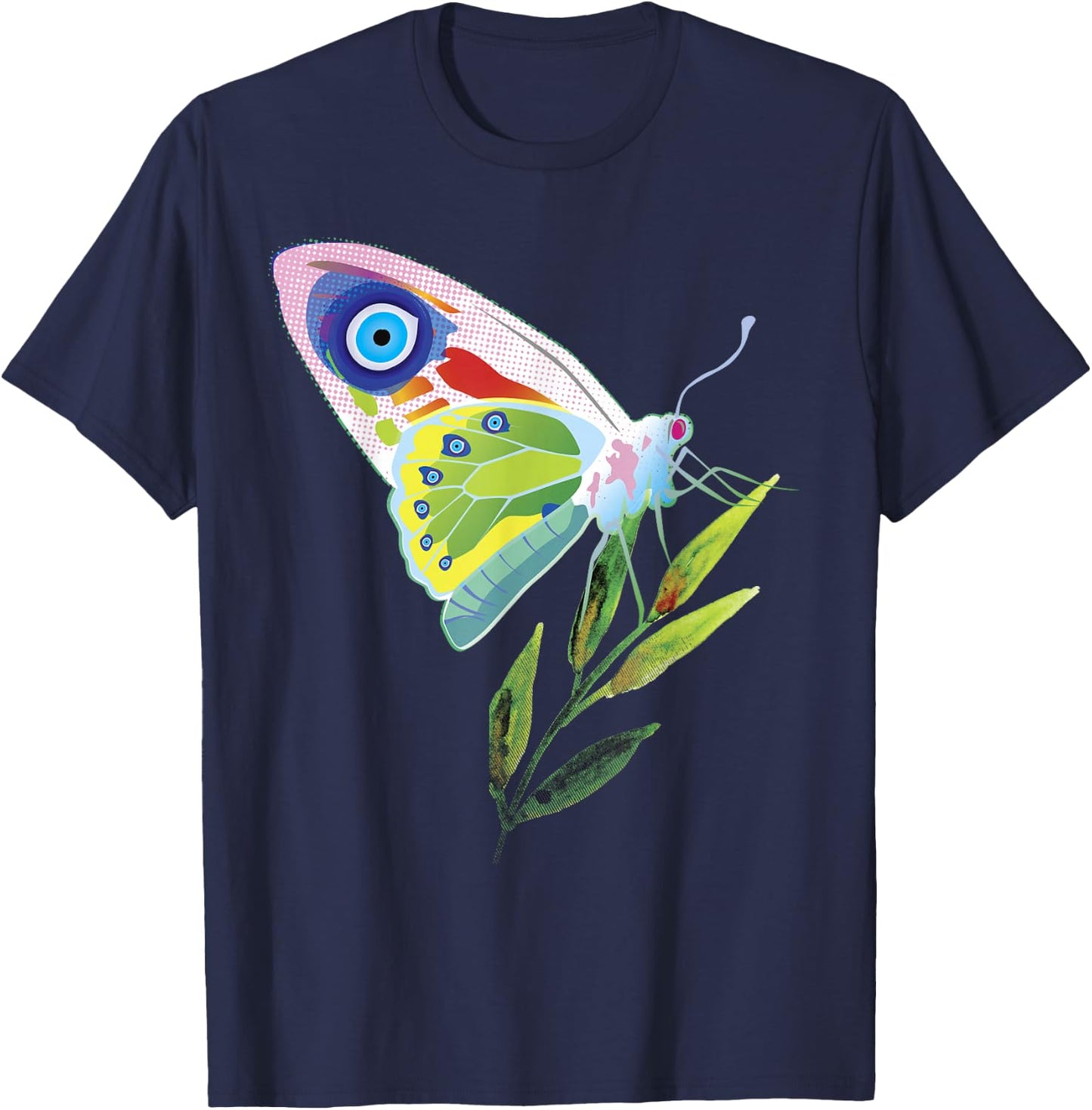Evil Eye Shirt Protect Against Evil Greek Eye Butterfly T-Shirt - T-Shirt | Navy