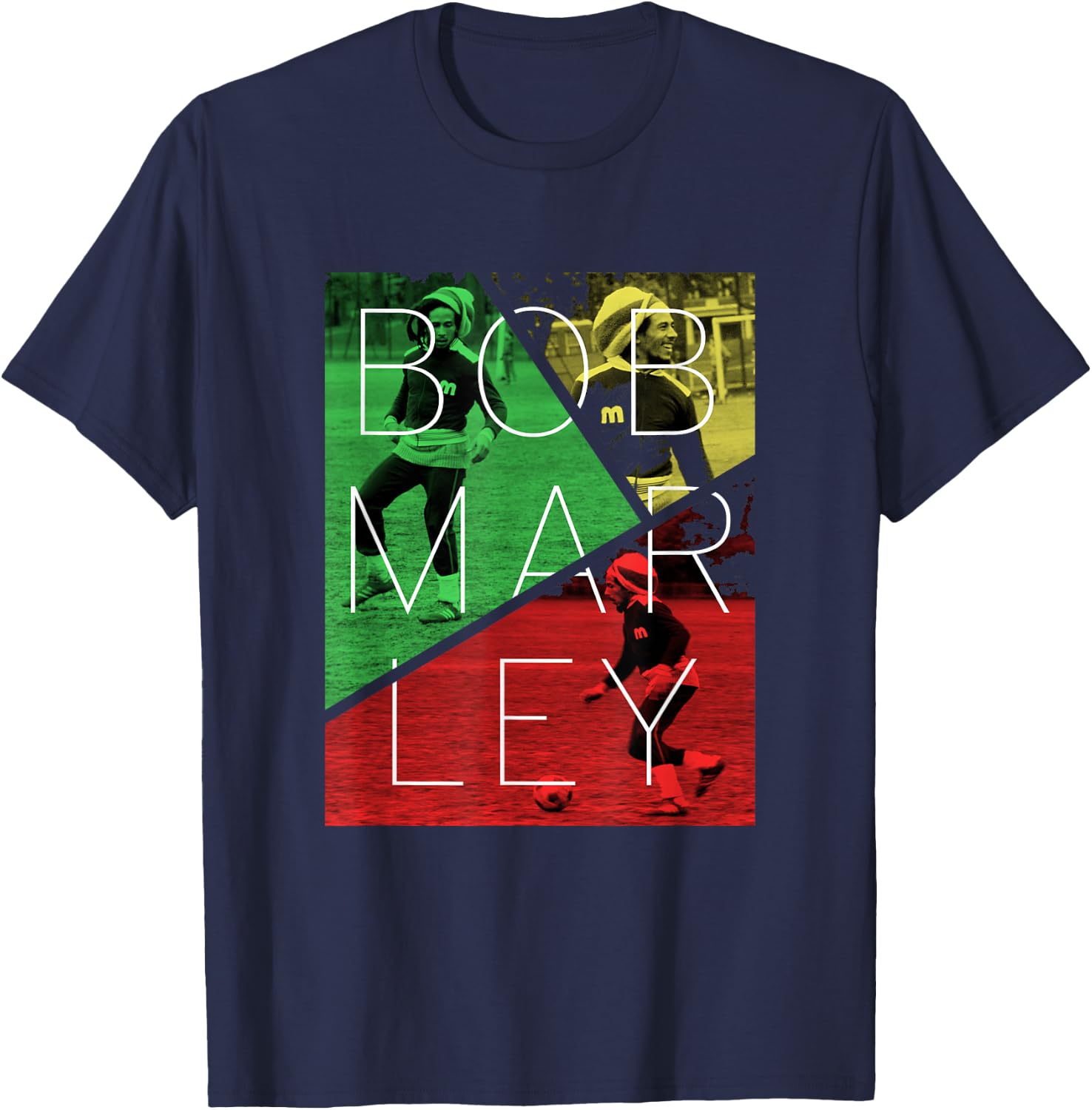 Bob Marley Soccer Split T-Shirt - T-Shirt | Navy