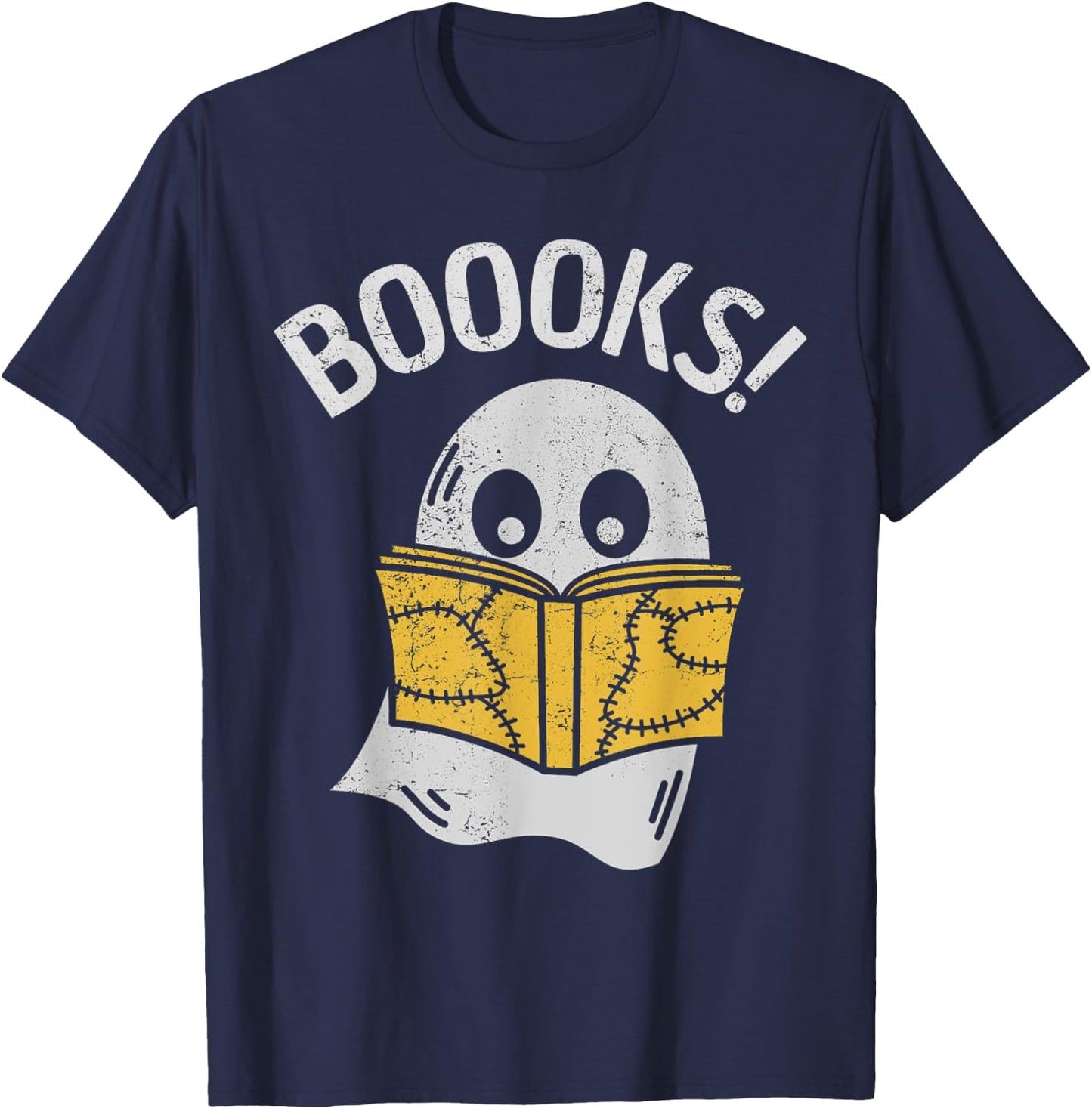 Funny Halloween Saying Boooks Bookworm Ghost Librarian T-Shirt - T-Shirt | Navy