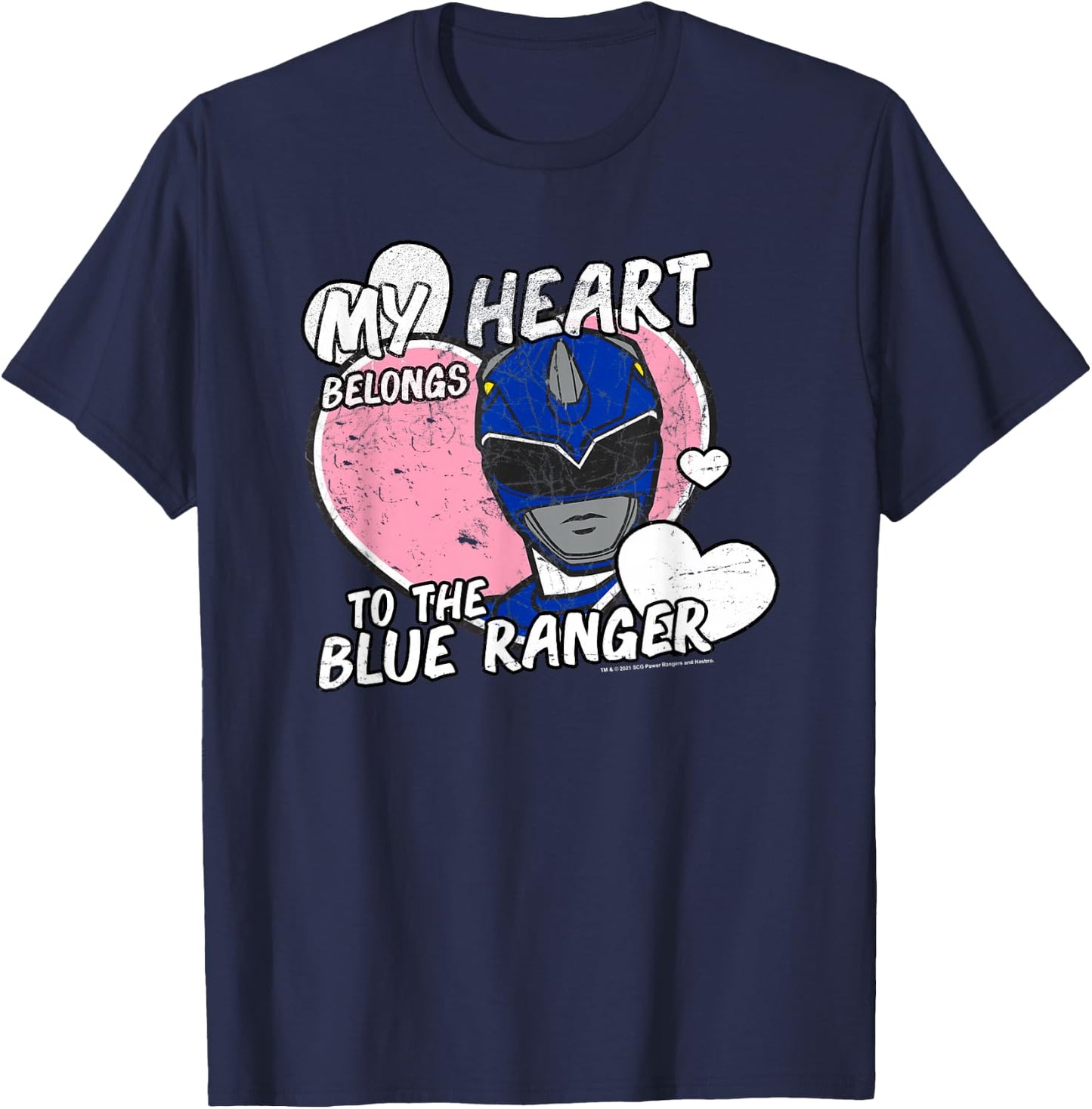 Power Rangers My Heart Belongs to The Blue Ranger Vintage T-Shirt - T-Shirt | Navy