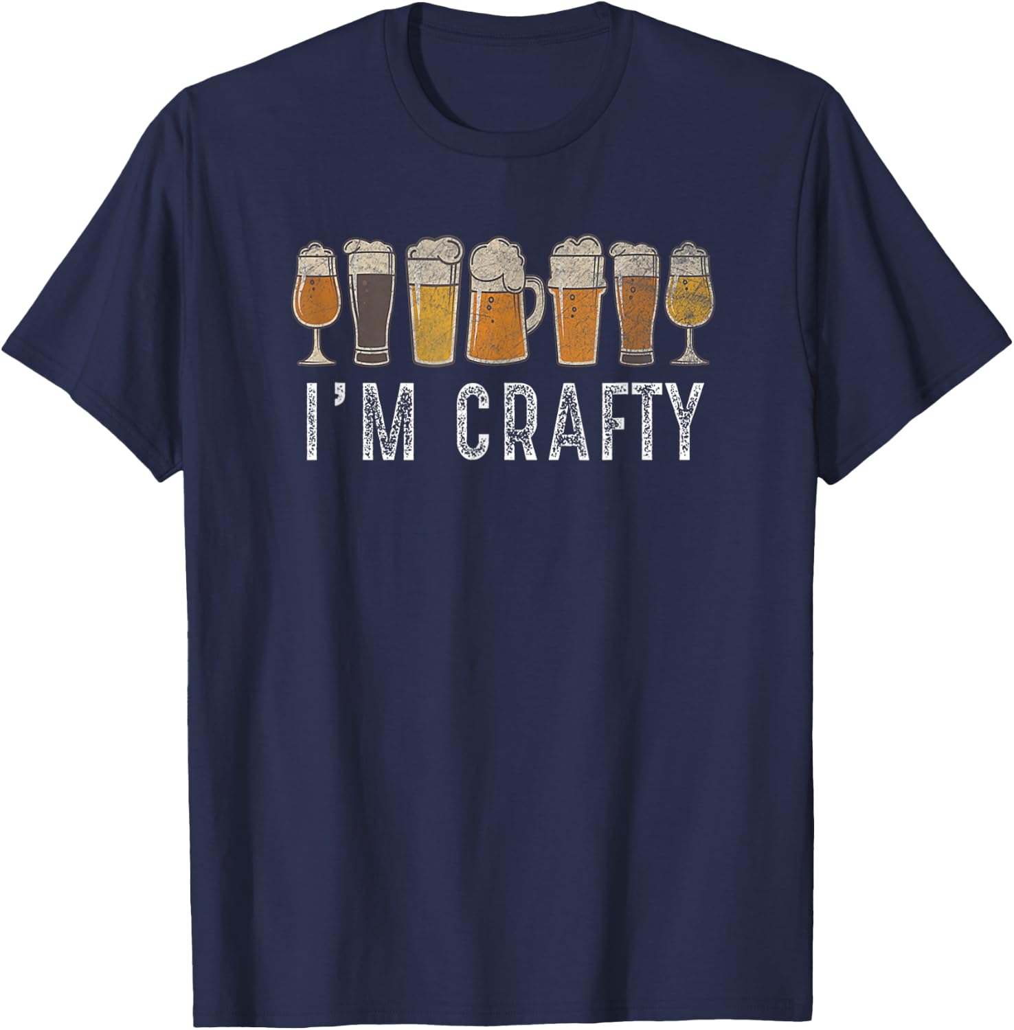 Craft Beer Art I'm Crafty Home Brew Beer Vintage Apparel T-Shirt - T-Shirt | Navy