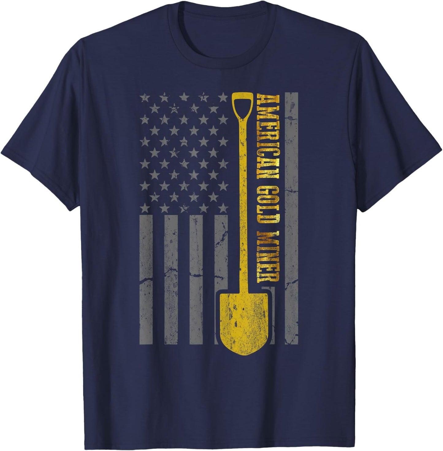 Golden US Flag for American Gold Miner T-Shirt - T-Shirt | Navy
