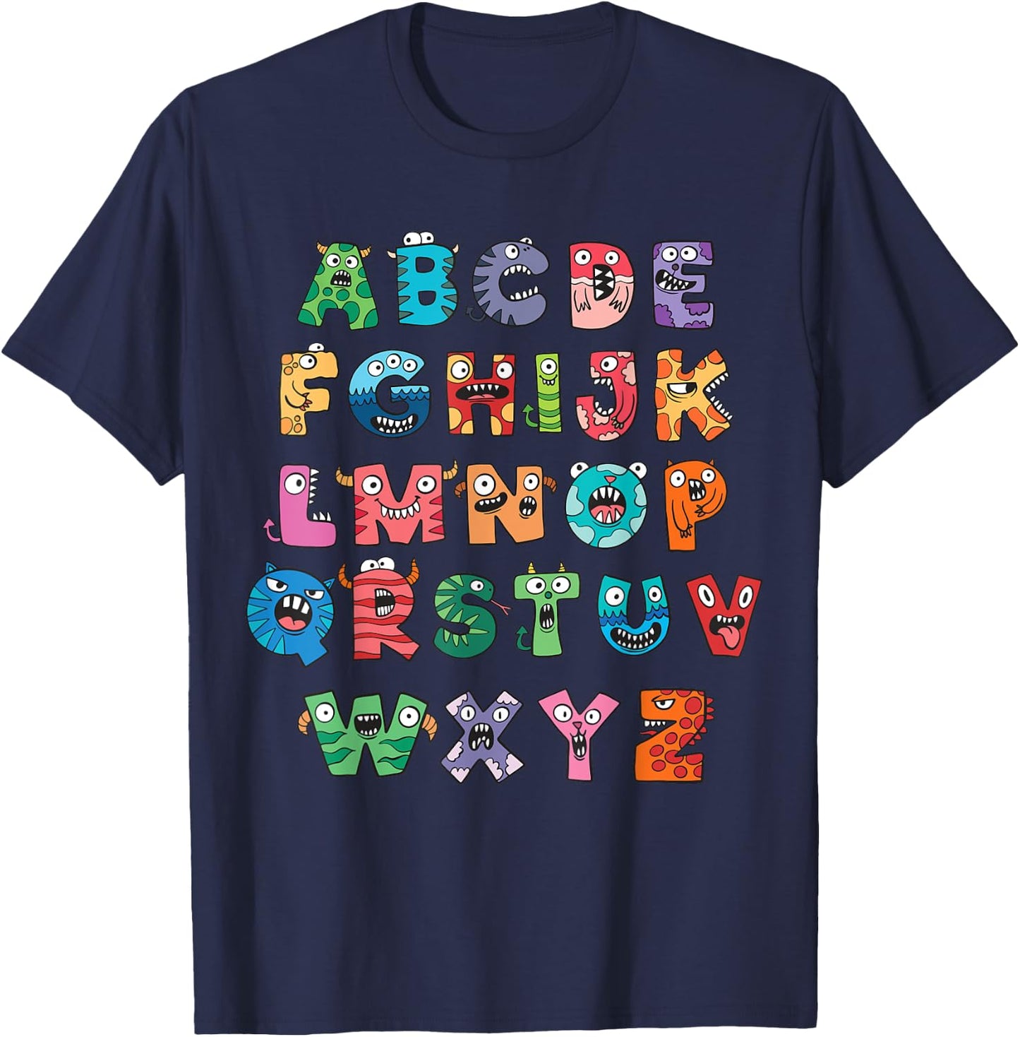 ABC Cute Monster Alphabet Halloween Teacher Costume Kids T-Shirt - T-Shirt | Navy