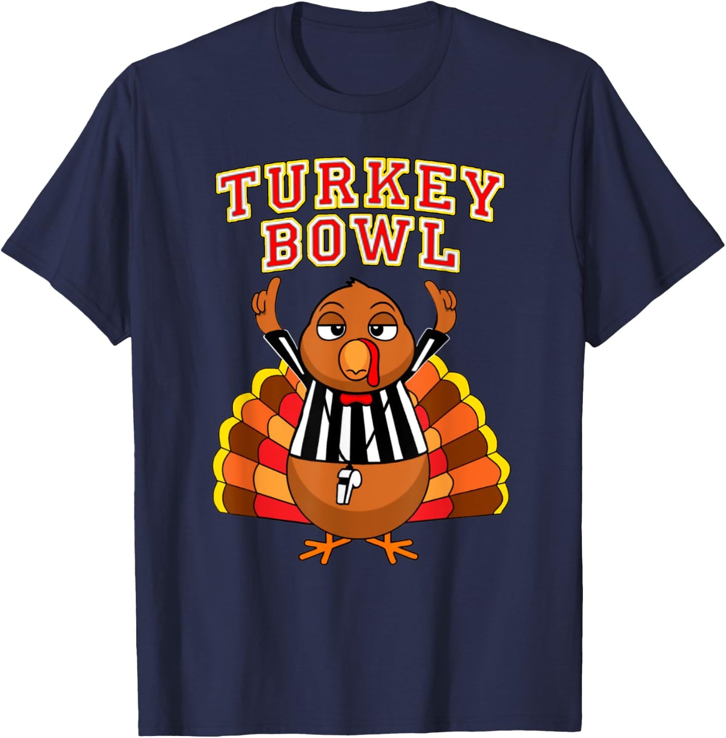 Football Turkey Bowl Annual Family Thanksgiving Game Referee T-Shirt - T-Shirt | Navy