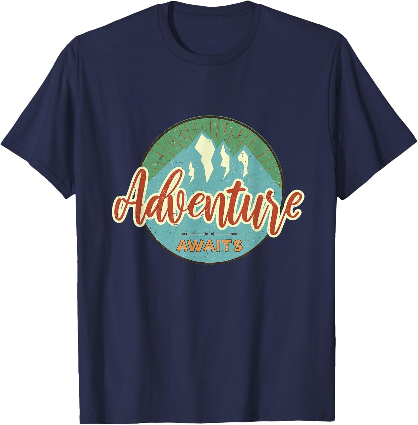 Adventure Awaits Vintage Great Adventure Hiking Camping T-Shirt - T-Shirt | Navy