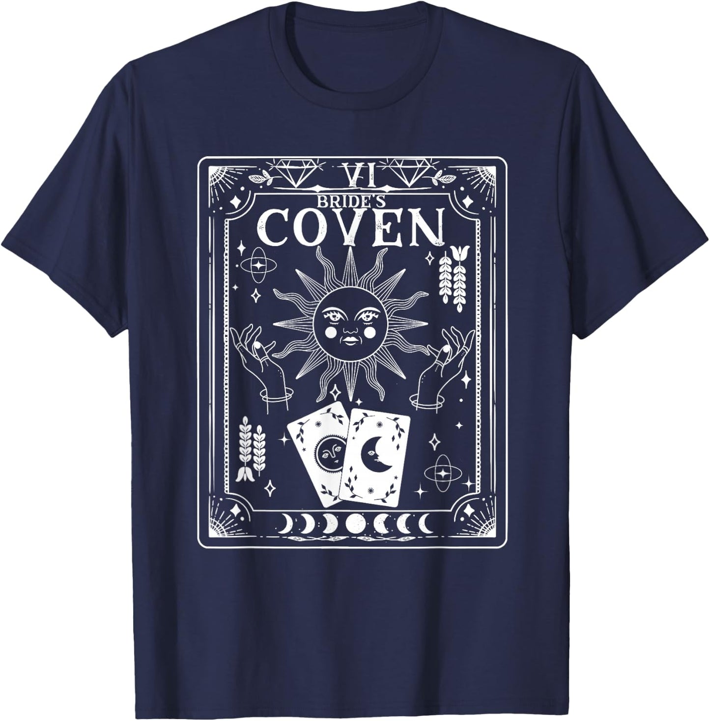 Gothic Witchy Coven Tarot Celestial Bachelorette matching T-Shirt - T-Shirt | Navy