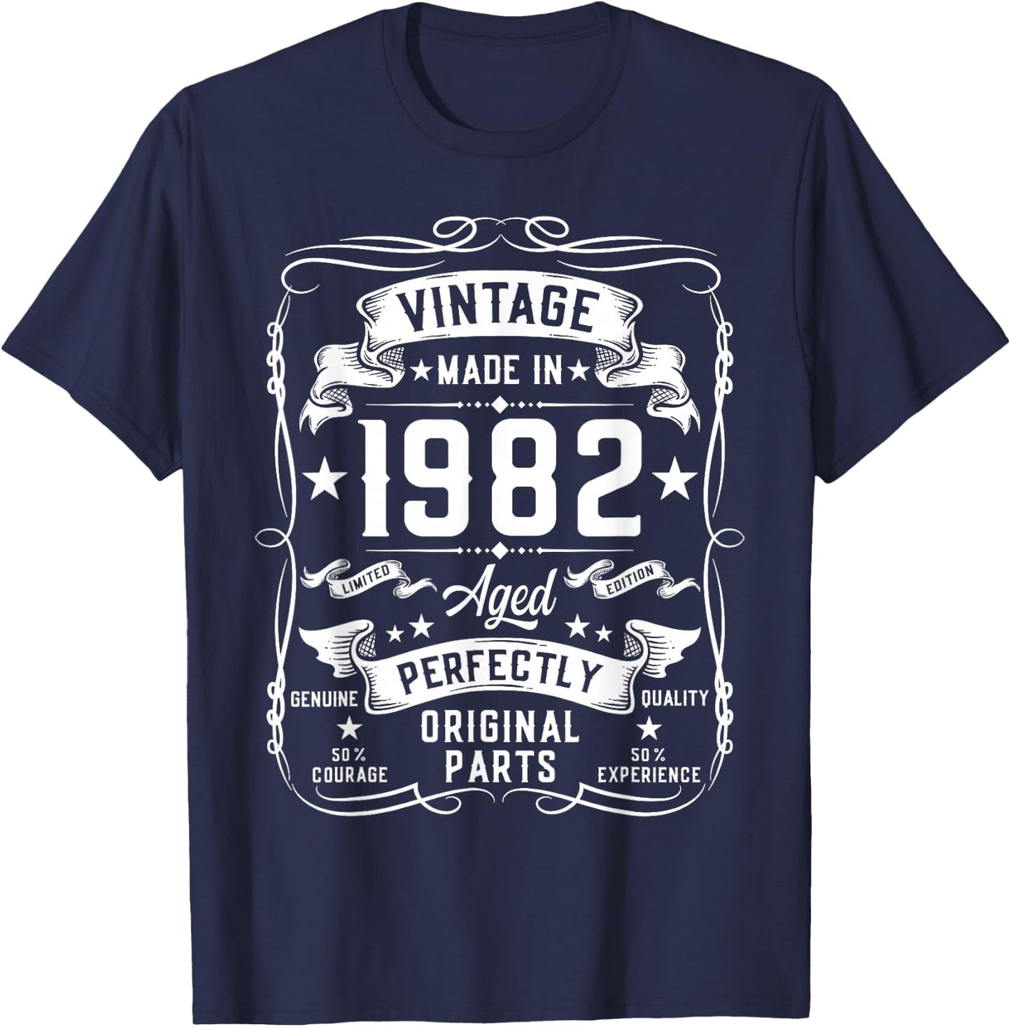 Vintage 1982 43 Years Old Gifts 43yr 43rd Birthday T-Shirt - T-Shirt | Navy
