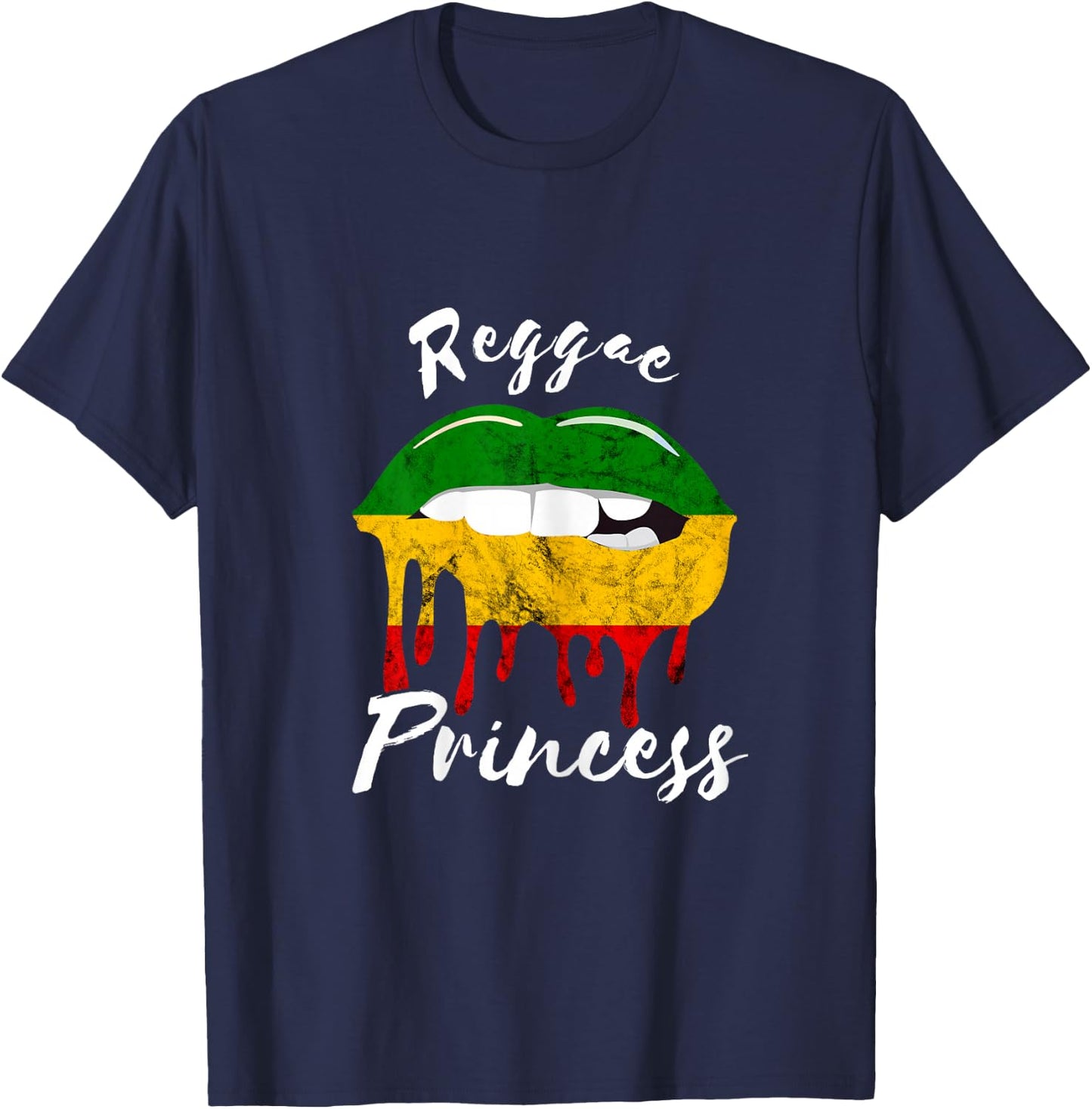 Reggae Princess Lips Rastafari Roots Reggaeton T-Shirt - T-Shirt | Navy