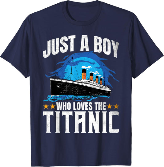 Boys who just Love The RMS Titanic T-Shirt - T-Shirt | Navy
