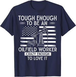 Oilfield Oilman Drilling Rig - Fracking Oilfield Worker T-Shirt - T-Shirt | Navy