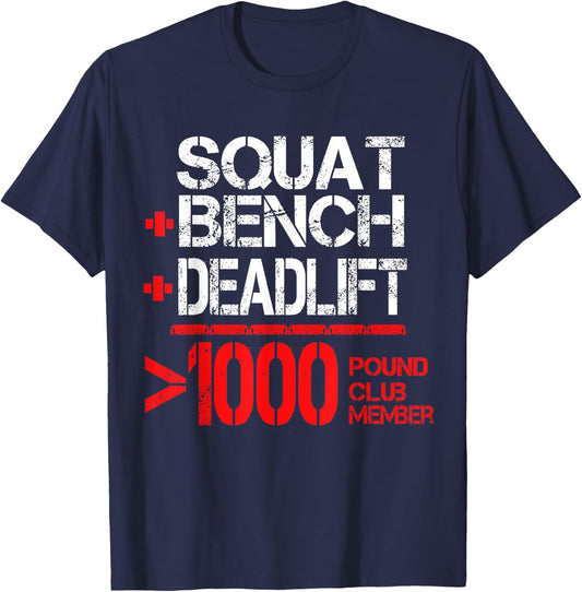 1000 Pound Club Member Powerlifting T-Shirt - T-Shirt | Navy