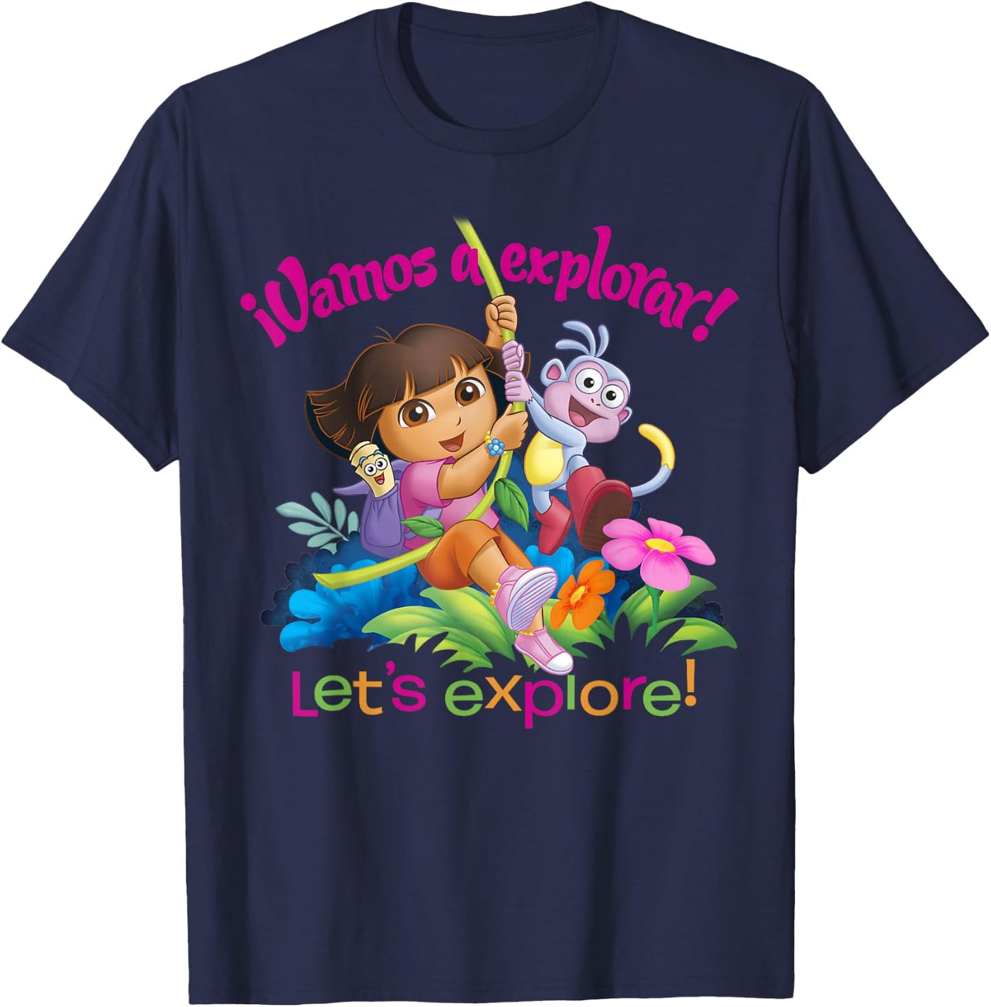 Dora The Explorer Vamanos A Explorar! Dora and Boots Small T-Shirt - T-Shirt | Navy