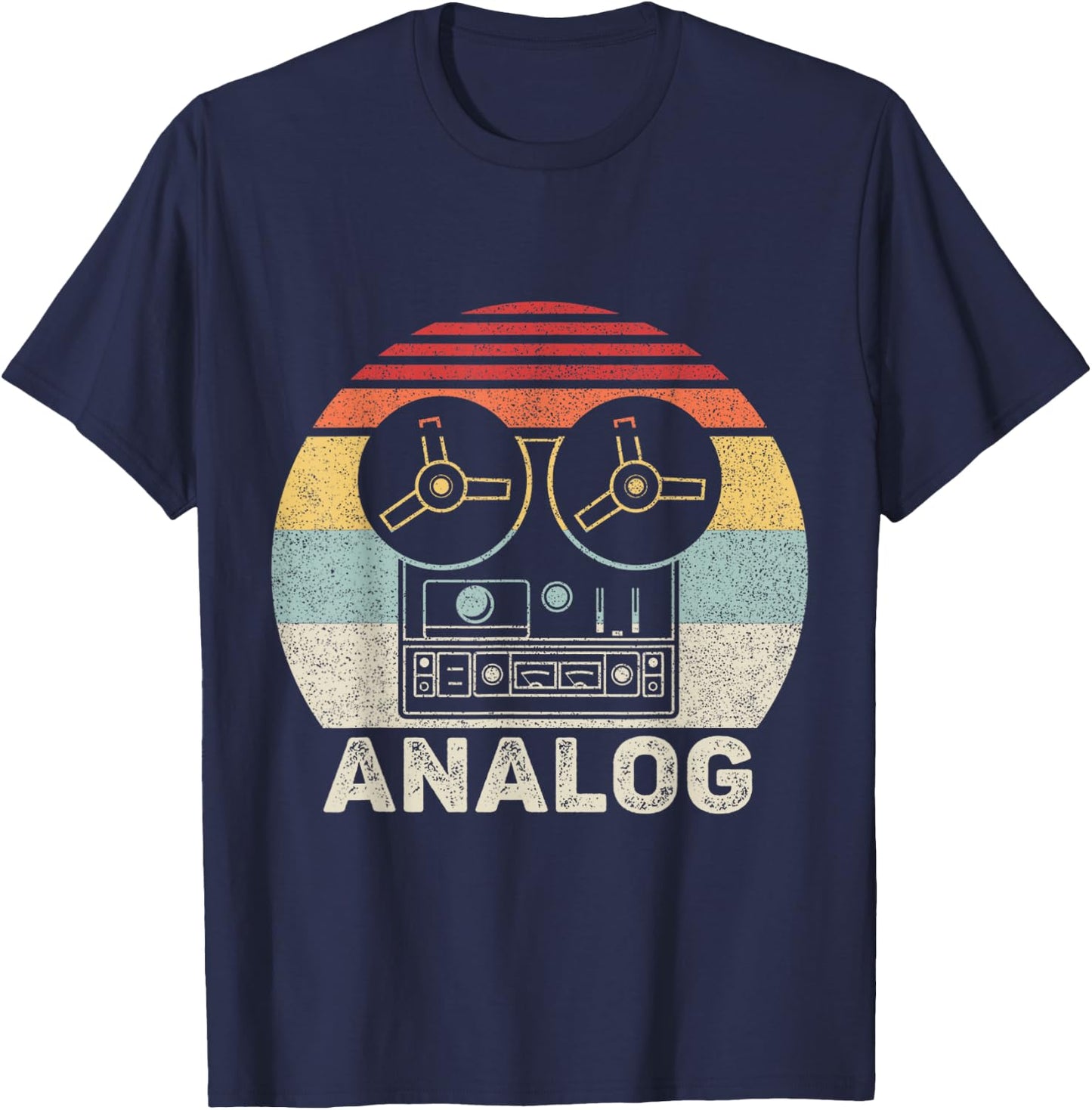 Vintage Retro Reel To Reel Analog Audio Sound Engineer T-Shirt - T-Shirt | Navy