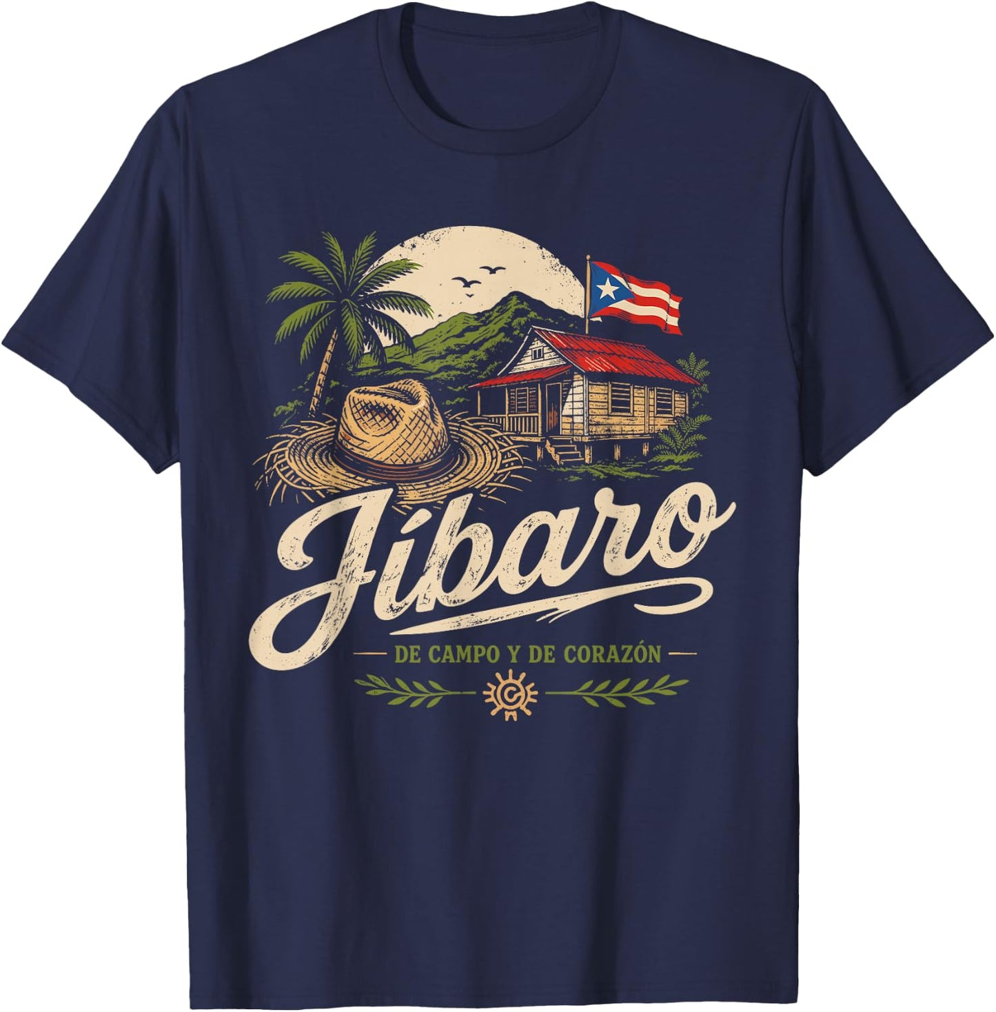 Jibaro Puerto Rico Pride Campo Heritage Boricua Roots T-Shirt - T-Shirt | Navy