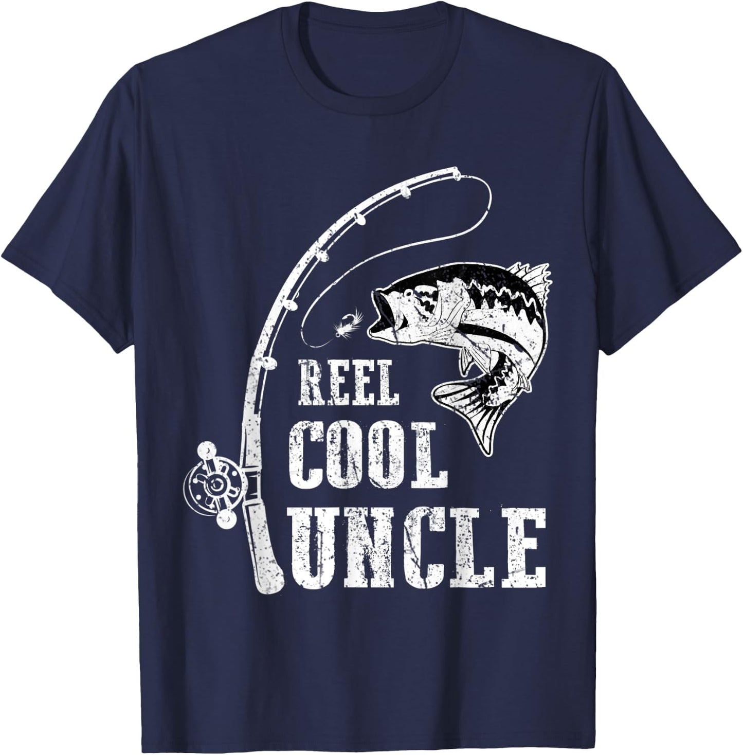 Reel Cool Uncle Fishing Daddy Fathers Day T-Shirt - T-Shirt | Navy