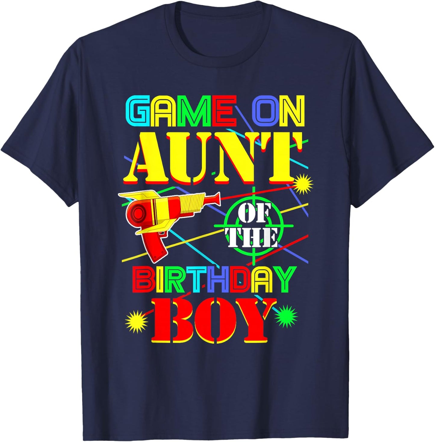 Game On Aunt Of The Birthday Boy Shirt Funny Mommy Mama T-Shirt - T-Shirt | Navy