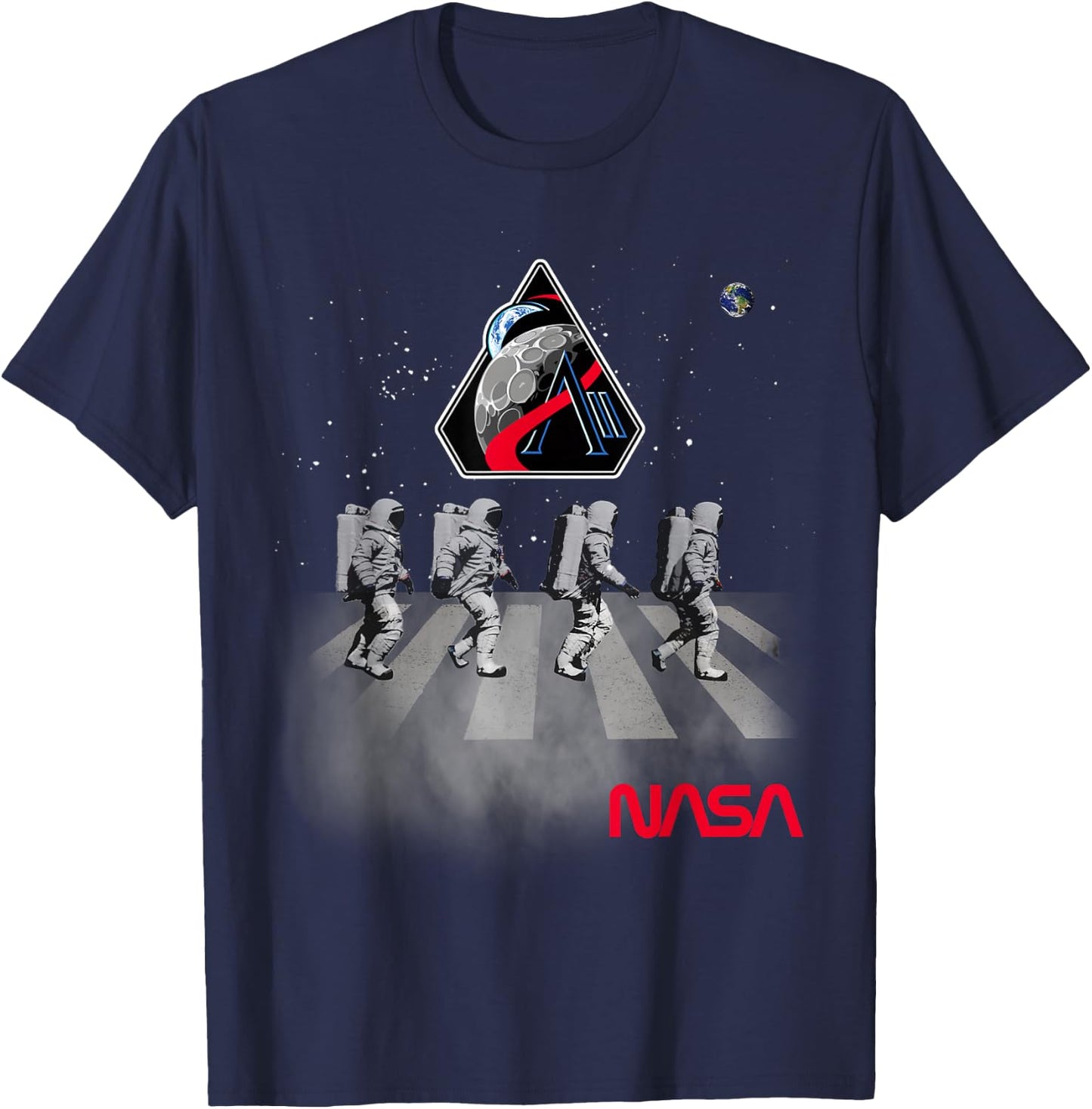 NASA Artemis II Mission Astronauts Walking in Space T-Shirt - T-Shirt | Navy