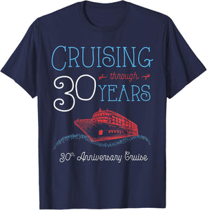 30th Anniversary Cruise T Shirt His and Hers Matching Couple T-Shirt - T-Shirt | Navy