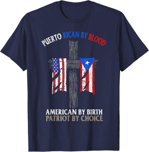Puerto Rican By Blood American By Birth Patriot By Choice T-Shirt - T-Shirt | Navy