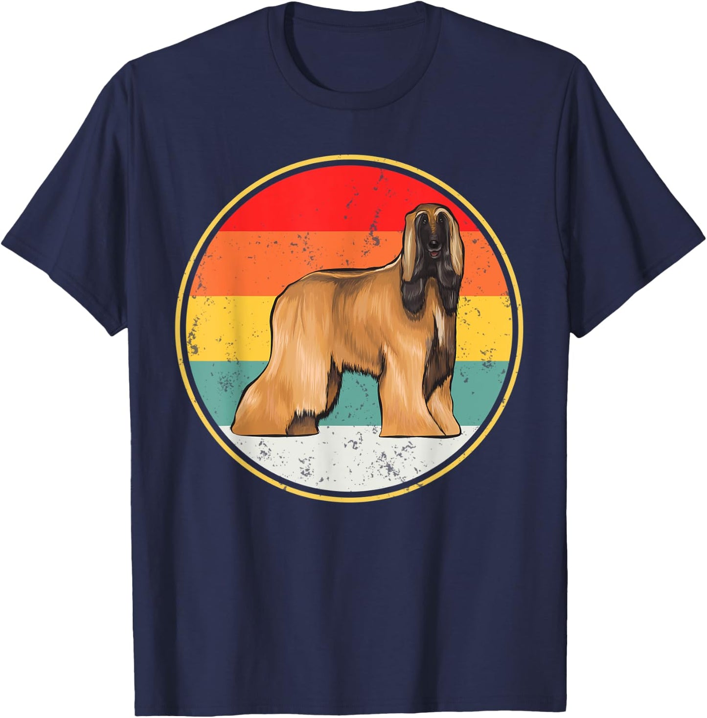 Vintage Retro Sunset Afghan Hound Dog Men Women Kids T-Shirt - T-Shirt | Navy
