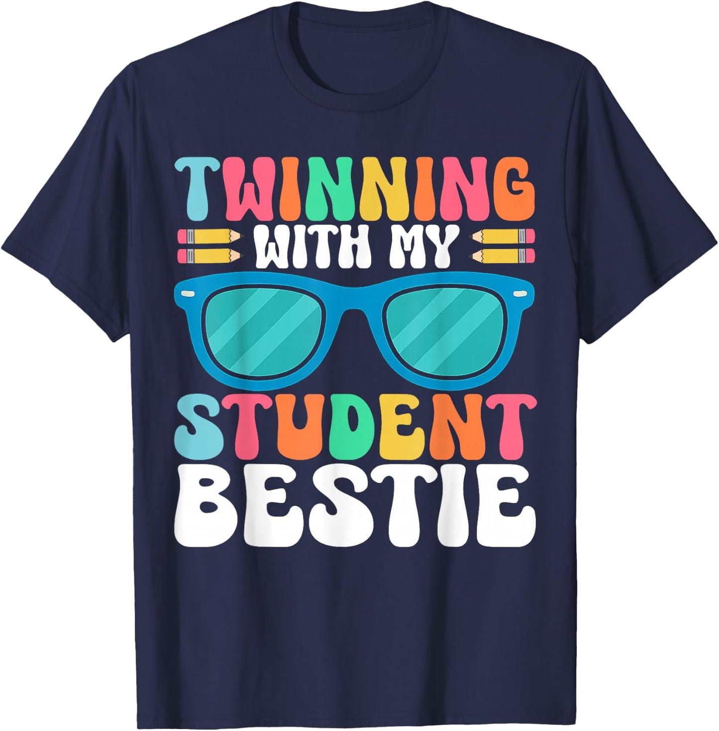 Twinning with My Student Bestie Spirit Week Best Friend Twin T-Shirt - T-Shirt | Navy