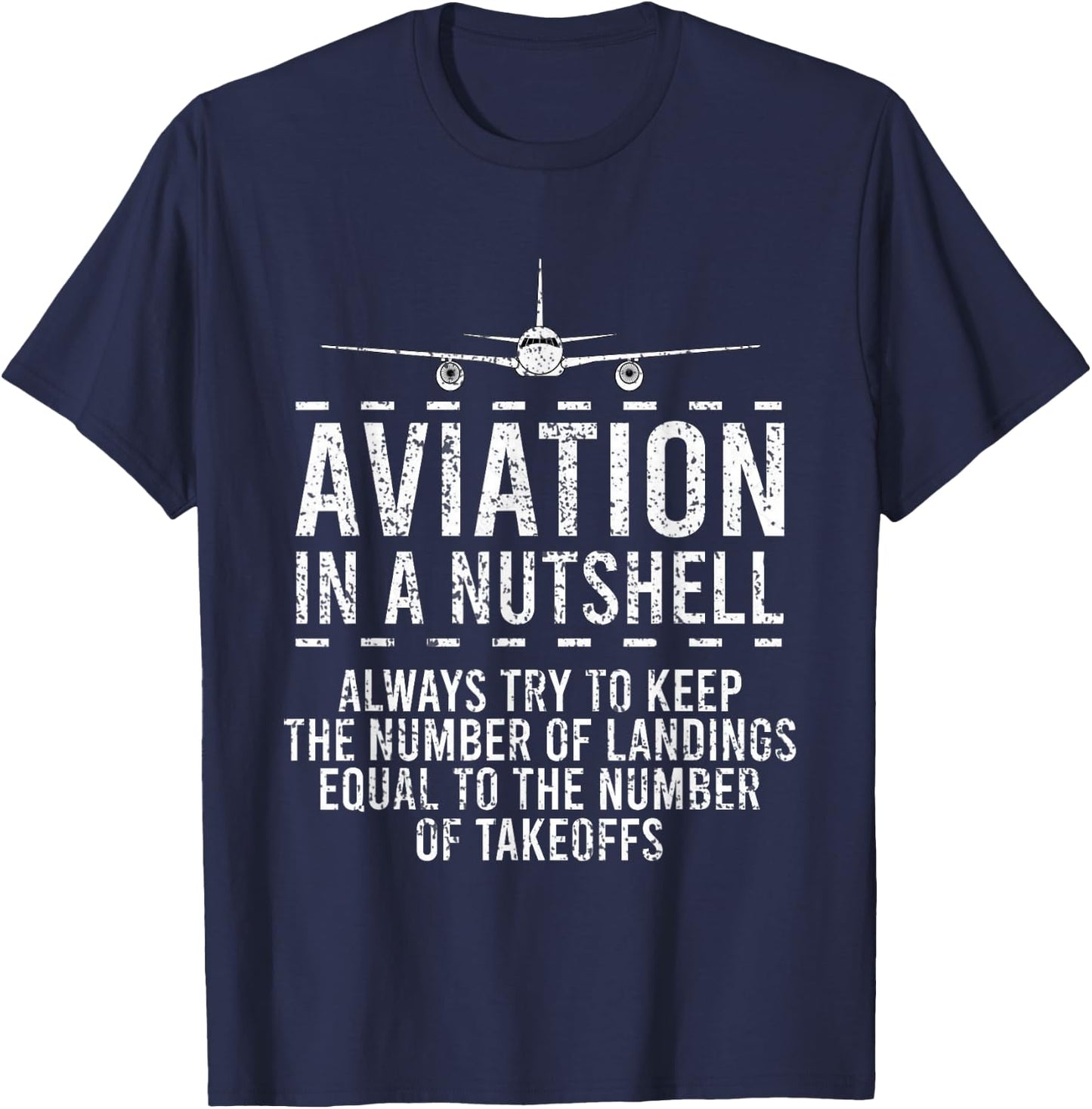 Aviation In A Nutshell Funny Pilot Aviator Airplane T-Shirt - T-Shirt | Navy