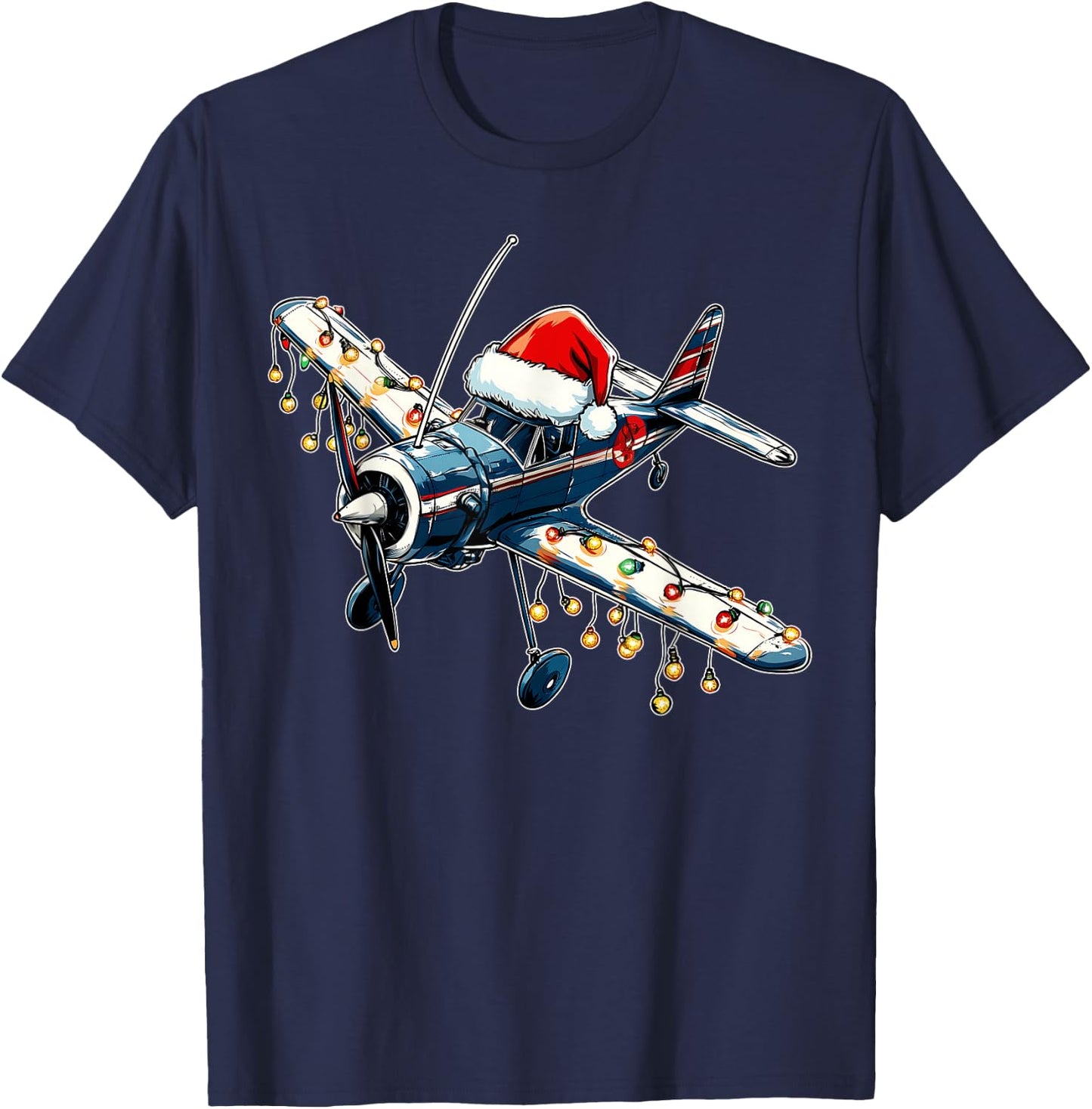 RC Airplane Model Flight Pilot Christmas Hat Xmas T-Shirt - T-Shirt | Navy