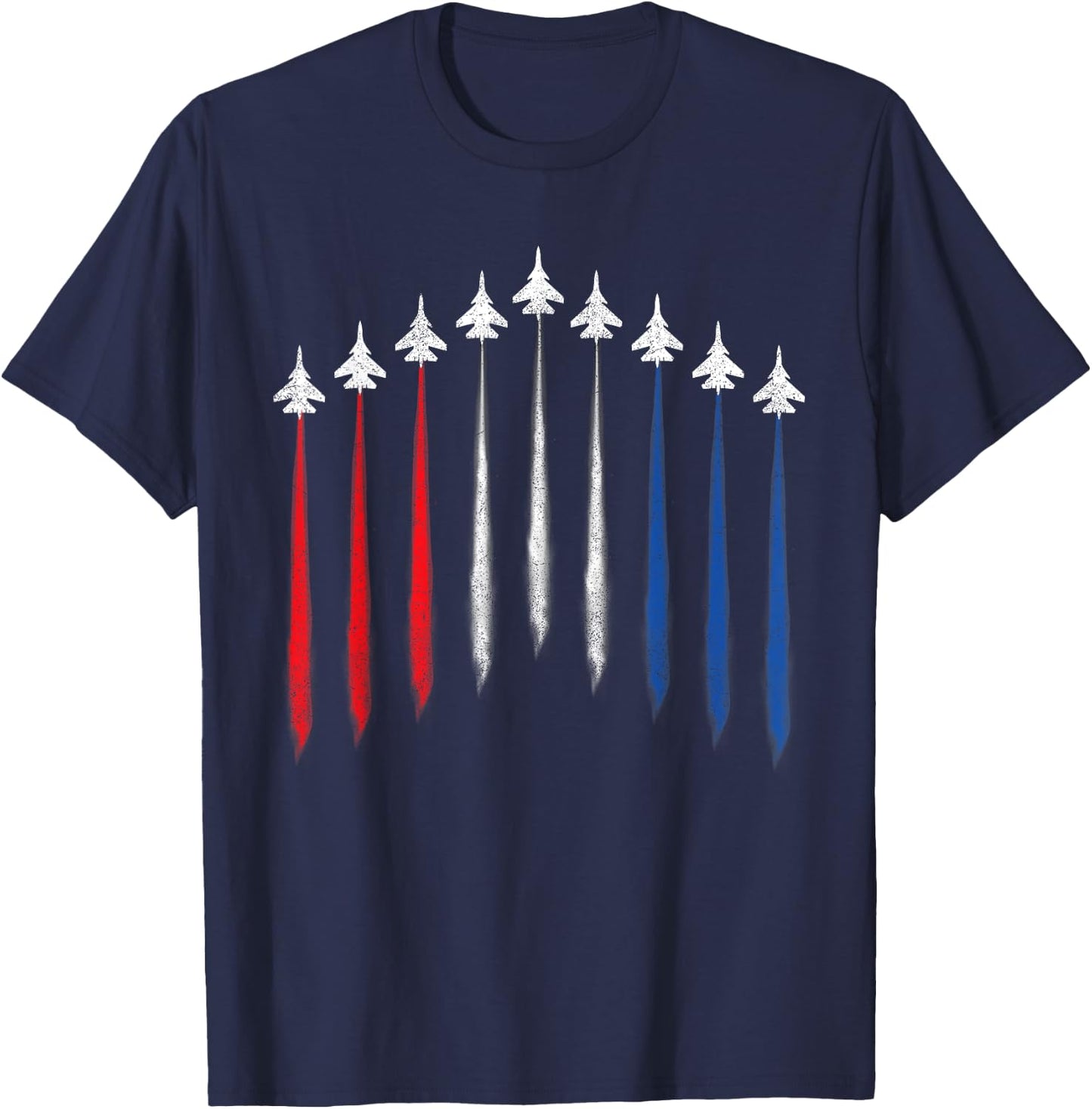 Fighter Jet American Flag Men 4th Of July Patriotic T-Shirt - T-Shirt | Navy