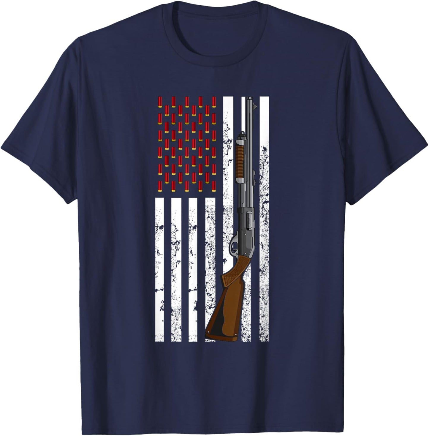 Clay Pigeon Shooting USA Flag - Shotgun & Cartridge Flag Women Men T-Shirt - T-Shirt | Navy