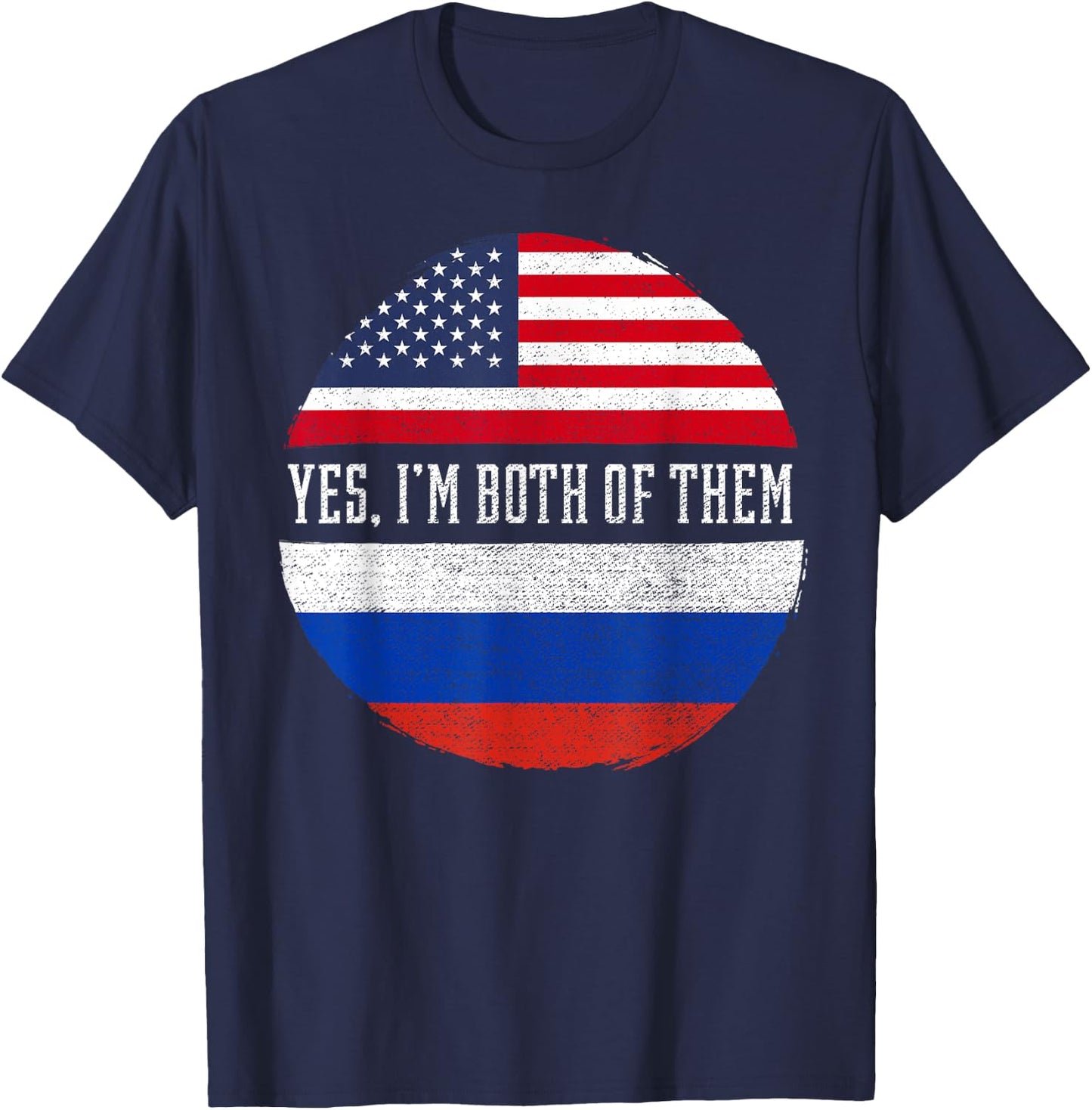 Half American Half Russian USA Flag Russia Heritage DNA T-Shirt - T-Shirt | Navy