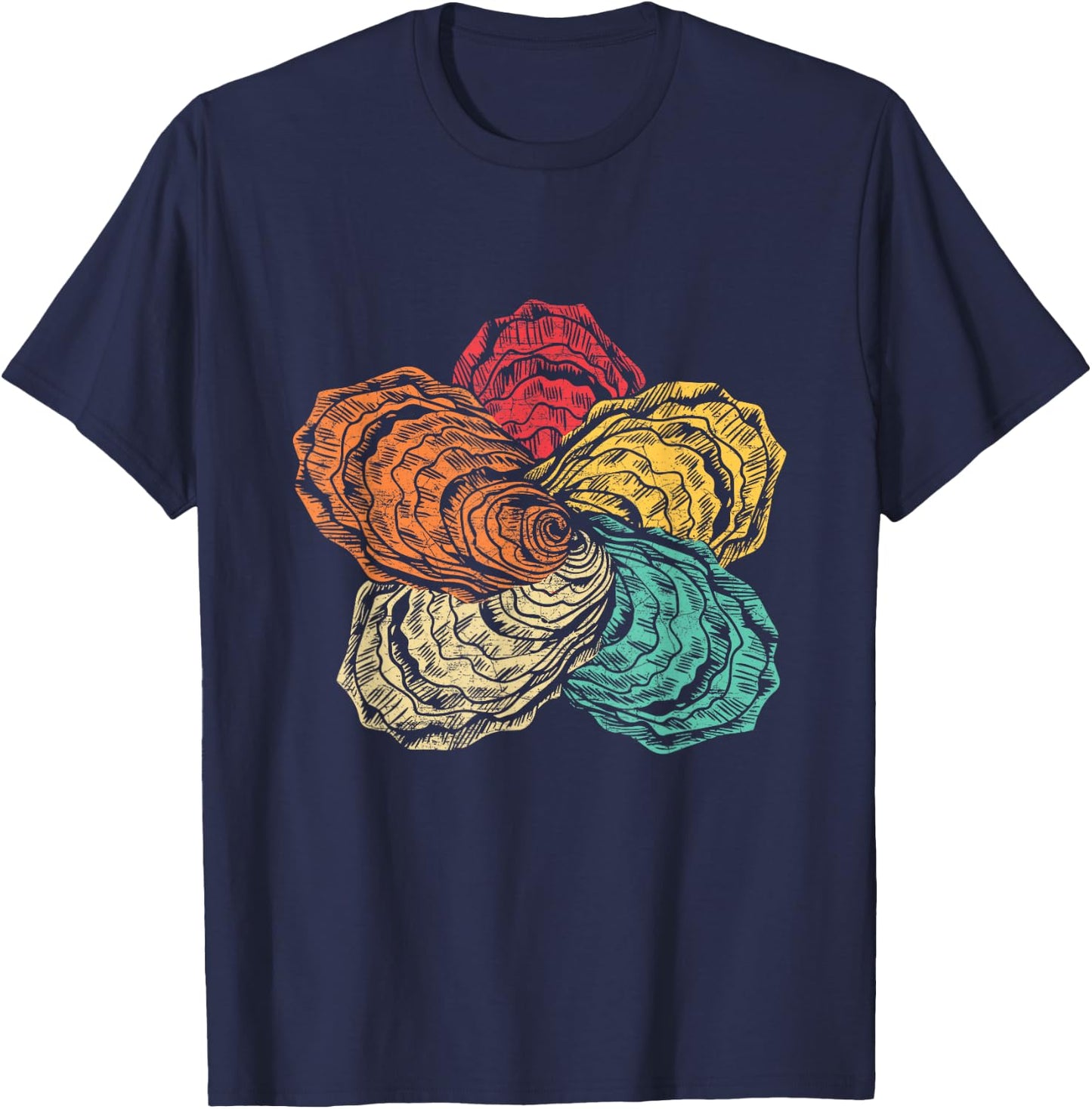 Vintage Animal Oyster Lover Retro 70s 80s T-Shirt - T-Shirt | Navy